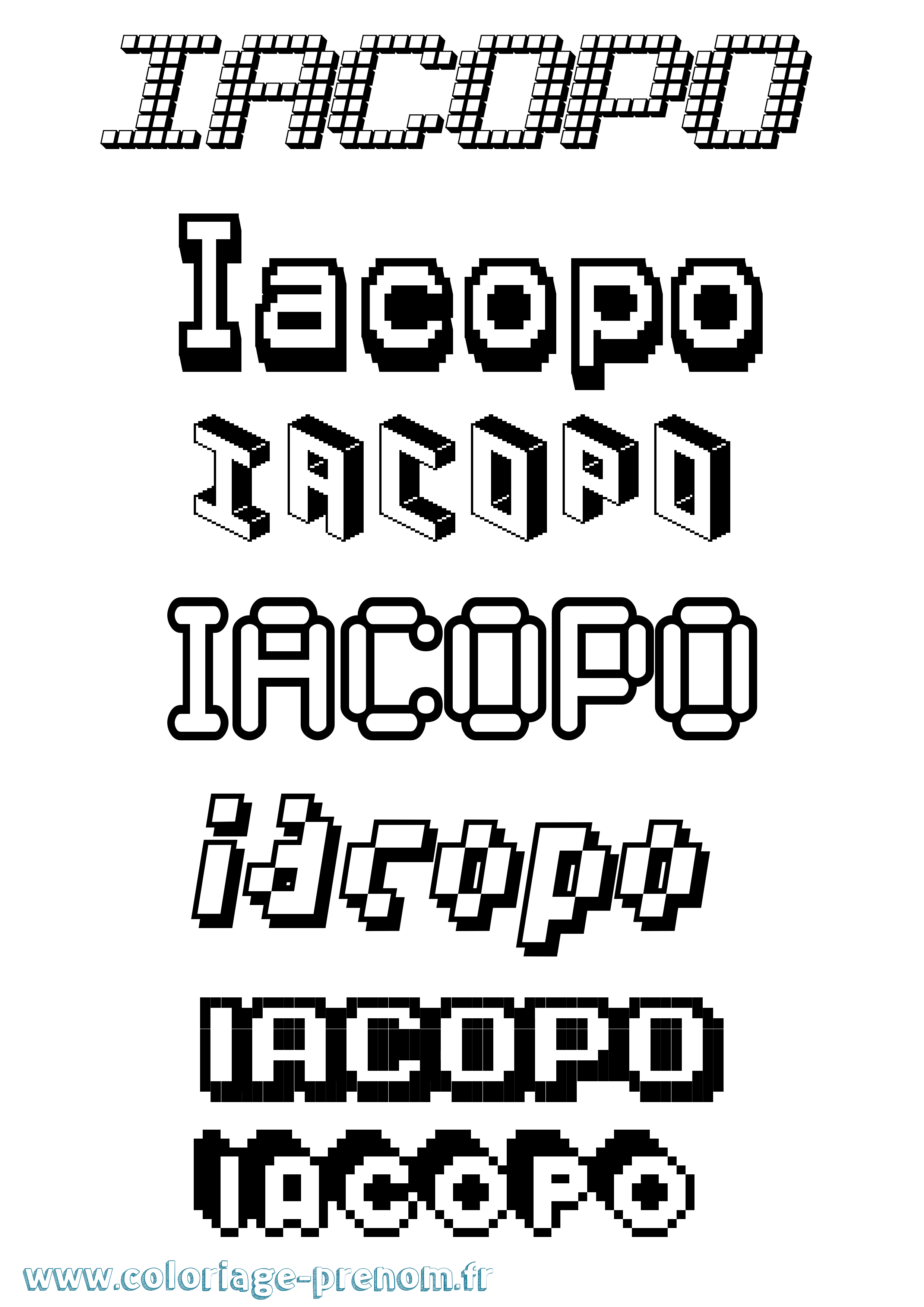 Coloriage prénom Iacopo Pixel