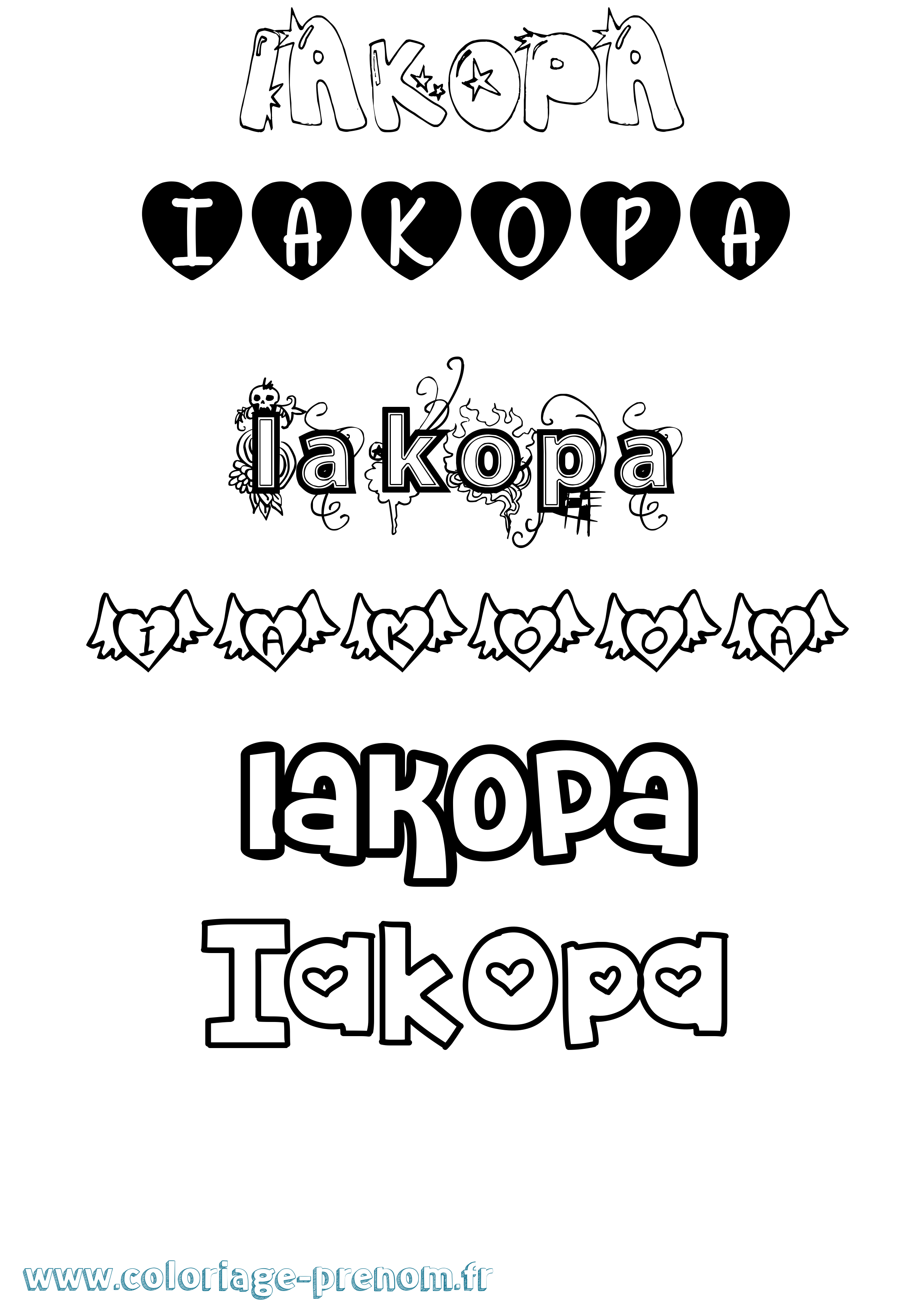 Coloriage Iakopa Girly Coloriage prénom Iakopa Girly