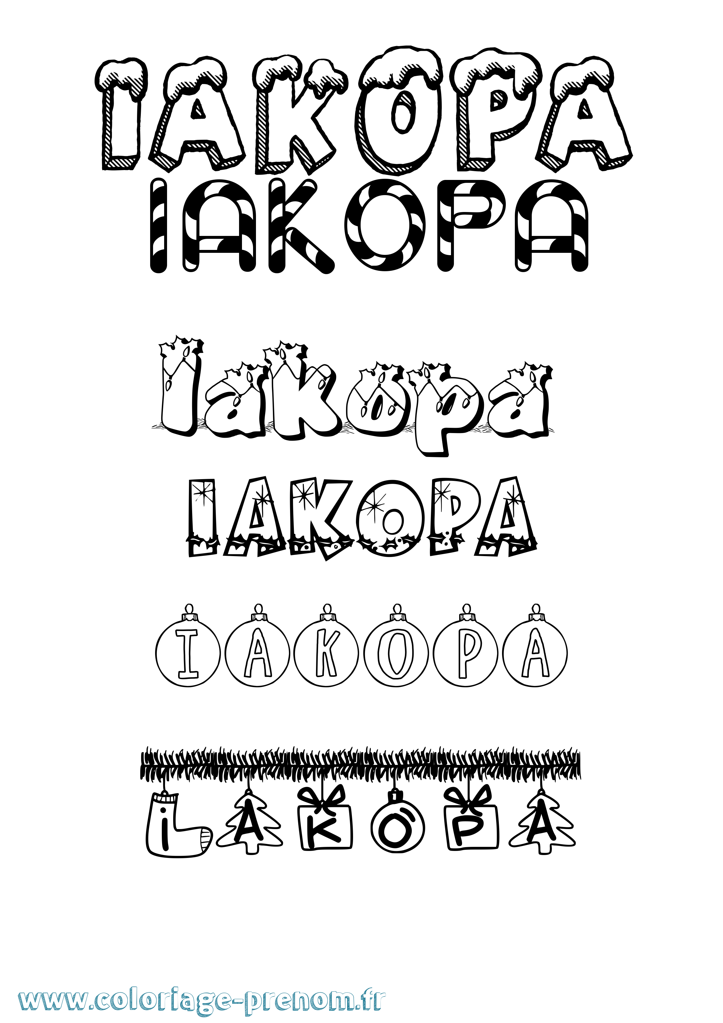 Coloriage Iakopa Noël Coloriage prénom Iakopa Noël