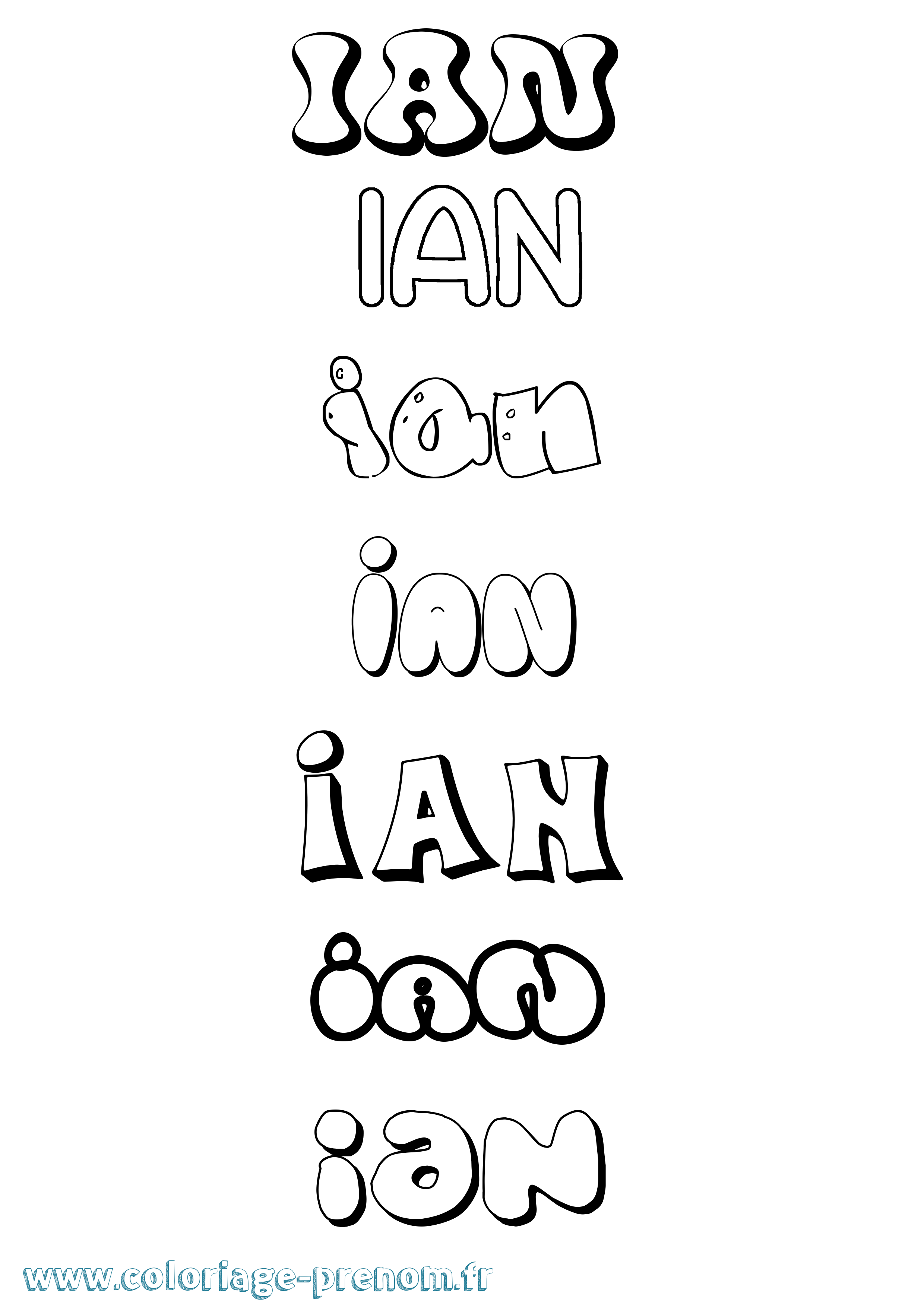 Coloriage Ian Bubble Coloriage prénom Ian Bubble