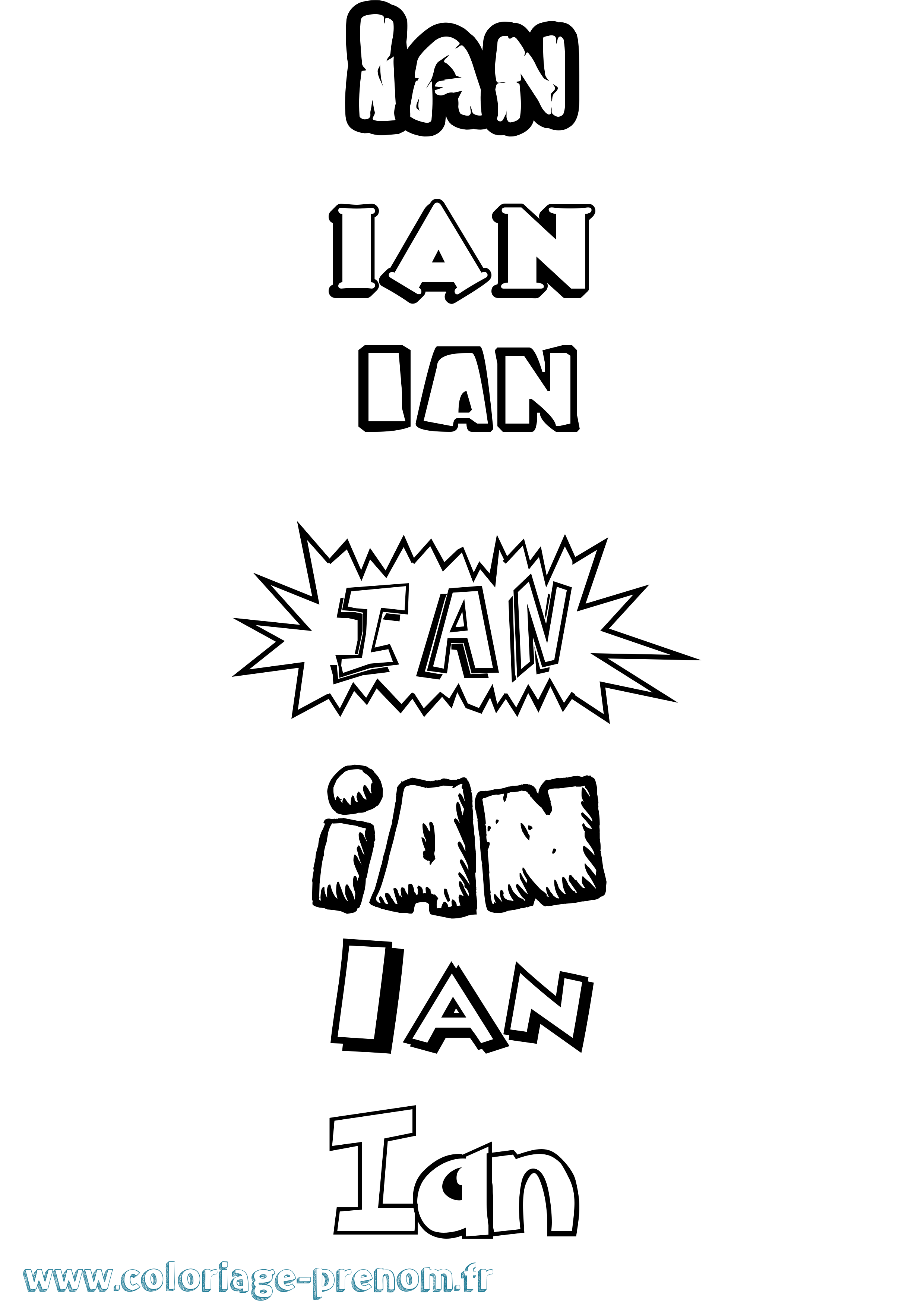 Coloriage Ian Dessin Animé Coloriage prénom Ian Dessin Animé