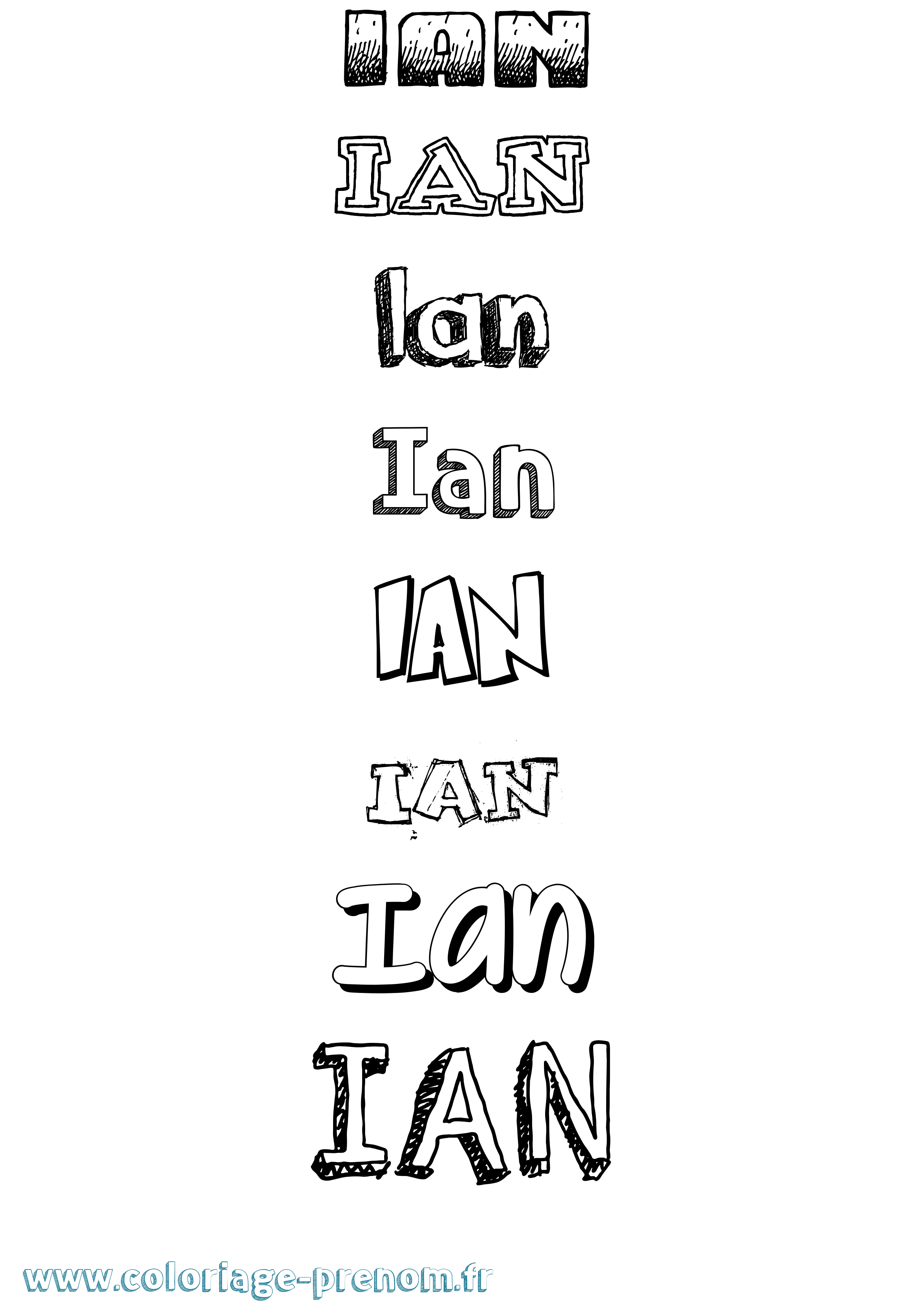 Coloriage Ian Dessiné Coloriage prénom Ian Dessiné