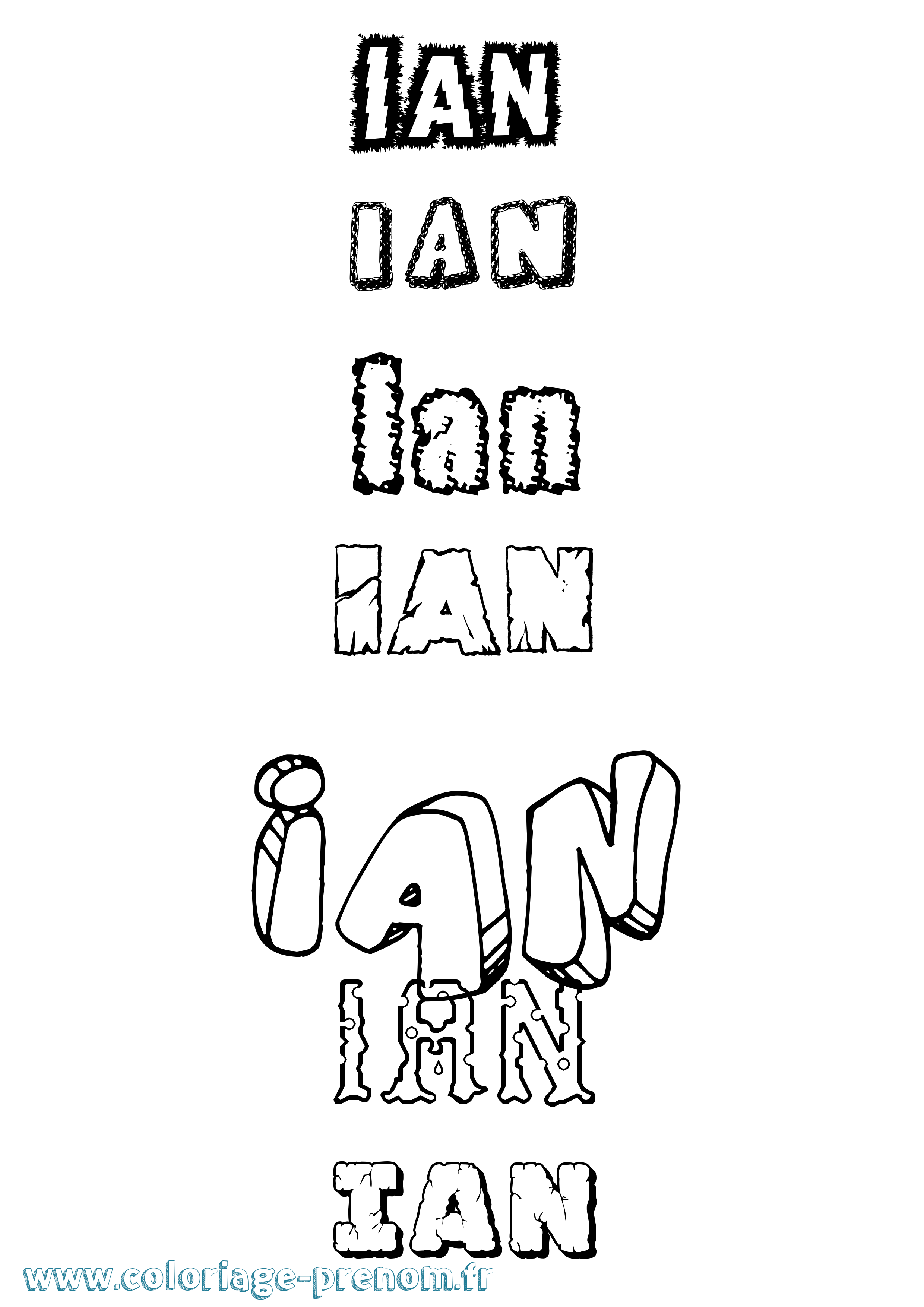 Coloriage Ian Destructuré Coloriage prénom Ian Destructuré