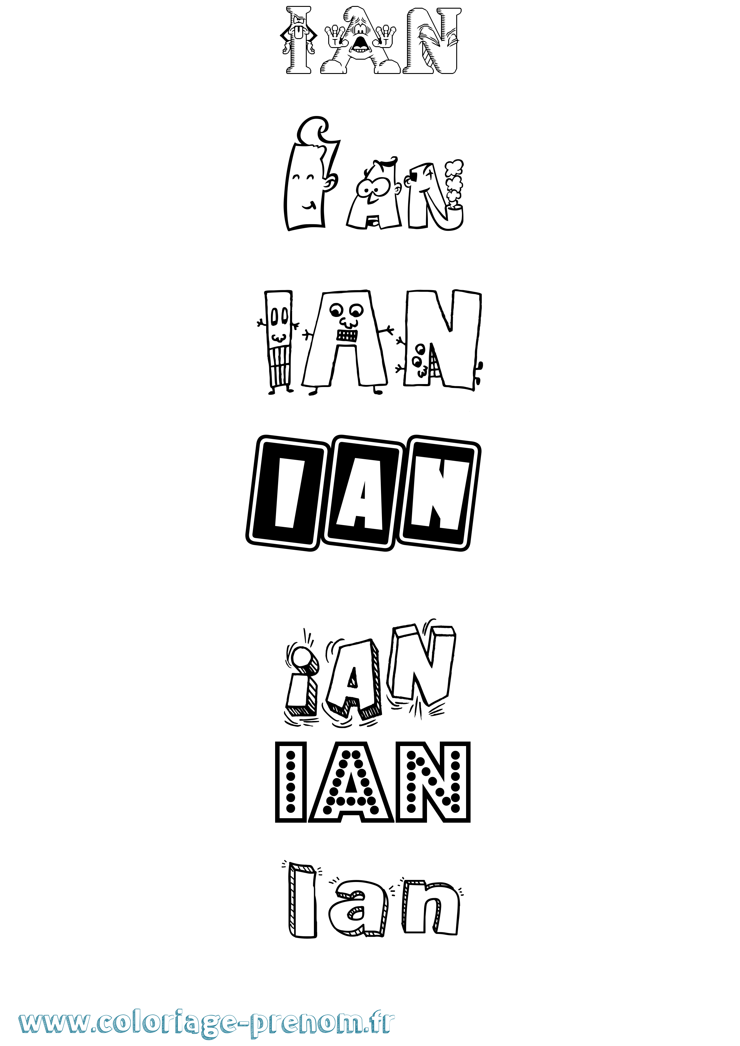Coloriage prénom Ian Fun