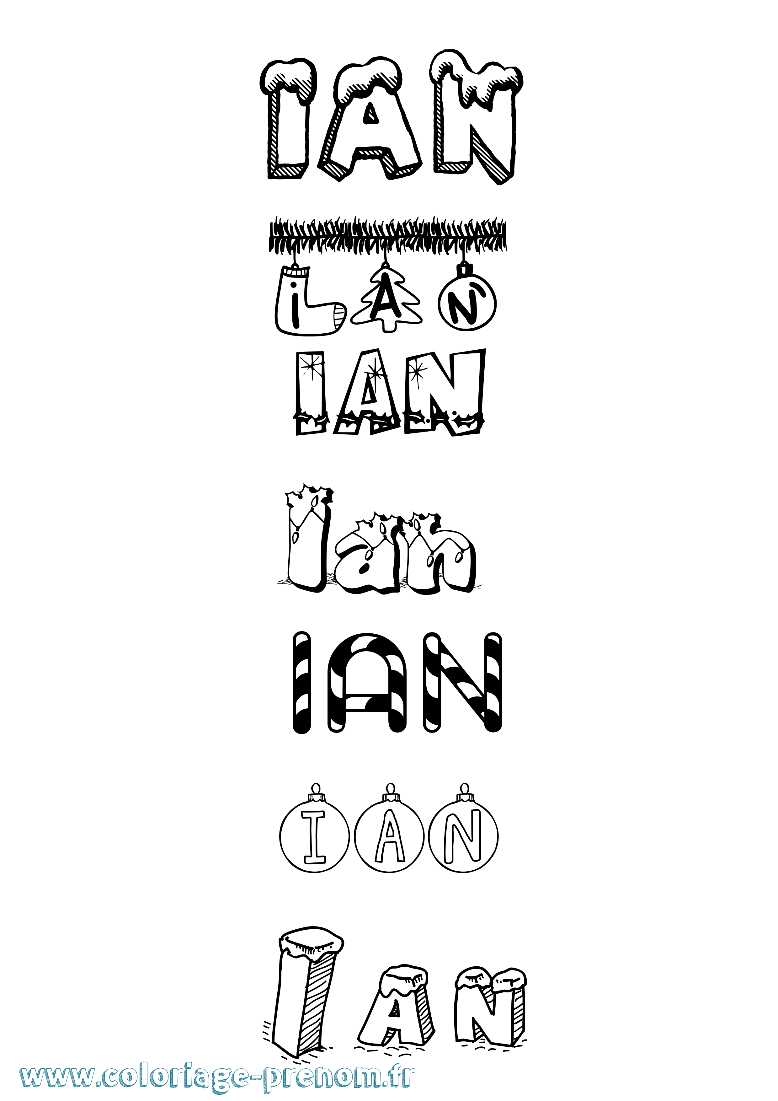 Coloriage Ian Noël Coloriage prénom Ian Noël