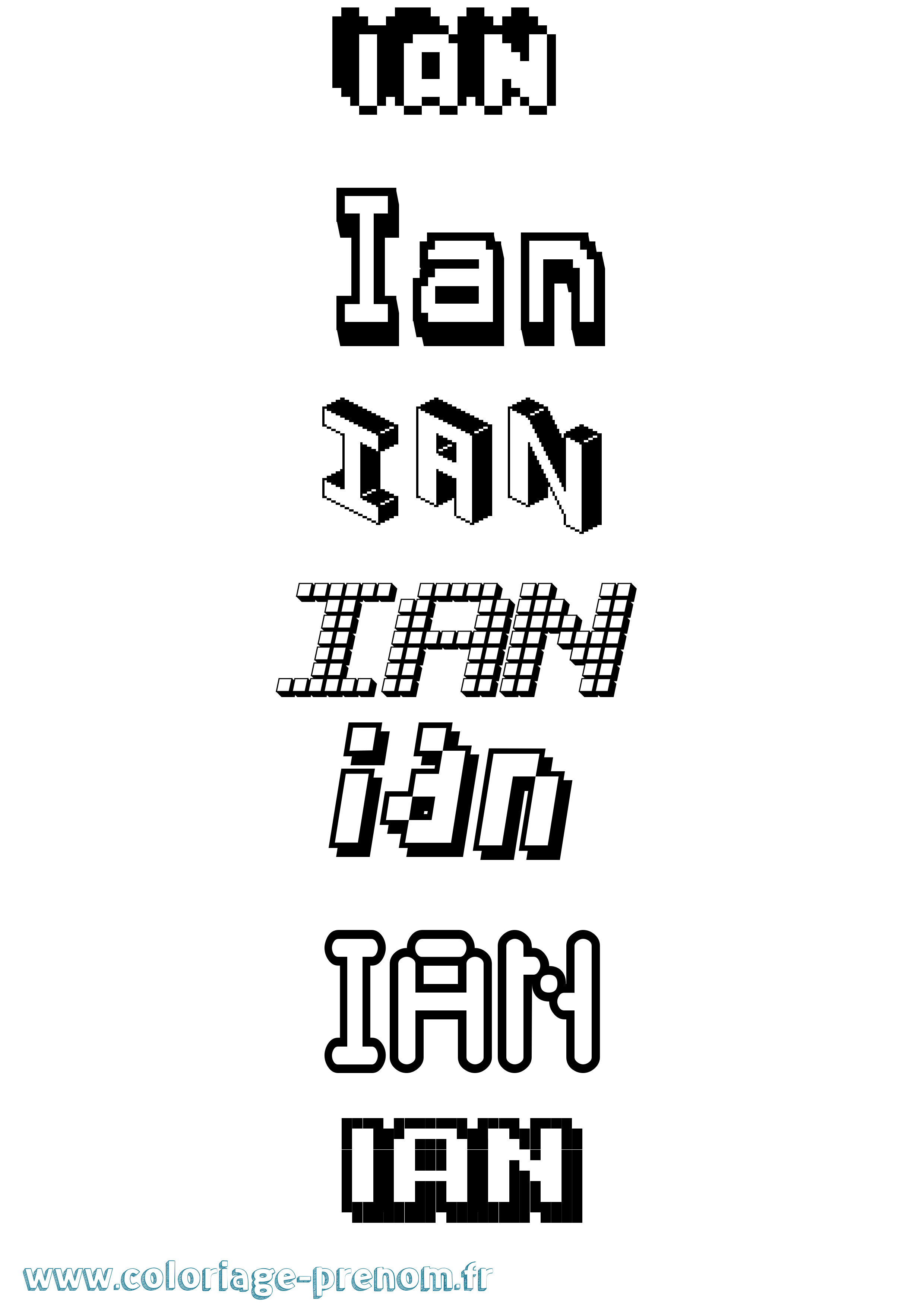 Coloriage prénom Ian Pixel