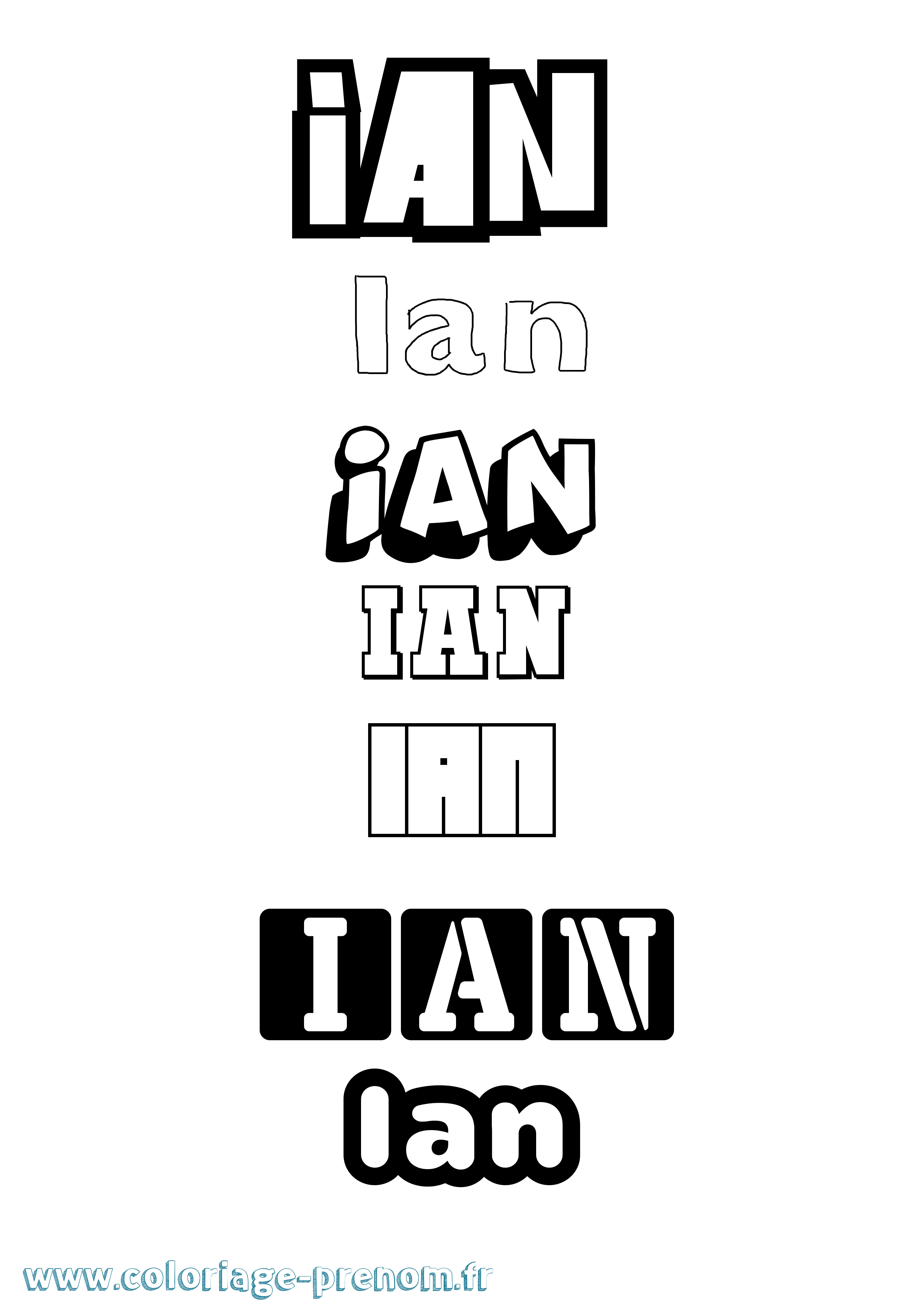 Coloriage Ian Simple Coloriage prénom Ian Simple