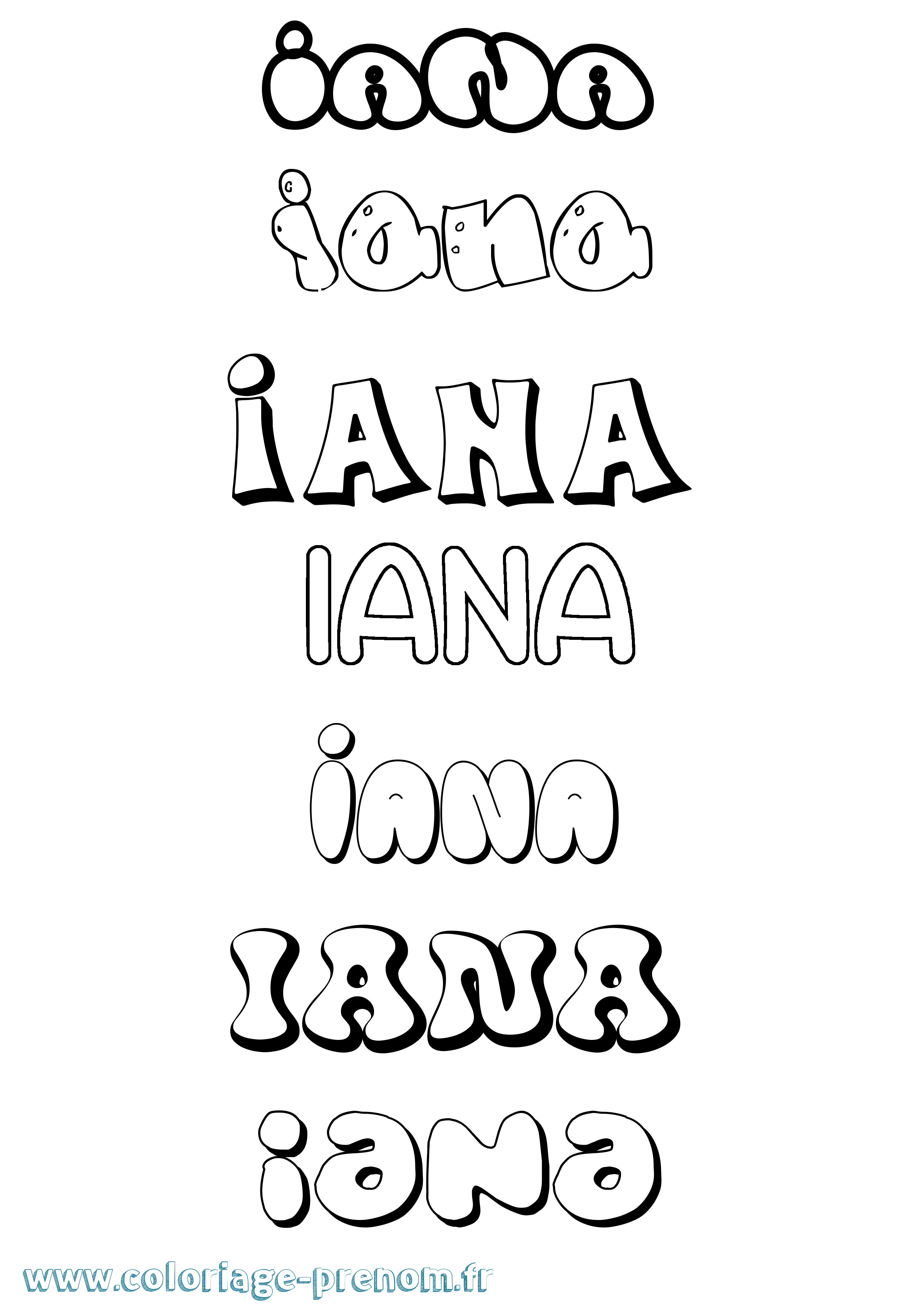 Coloriage Iana Bubble Coloriage prénom Iana Bubble