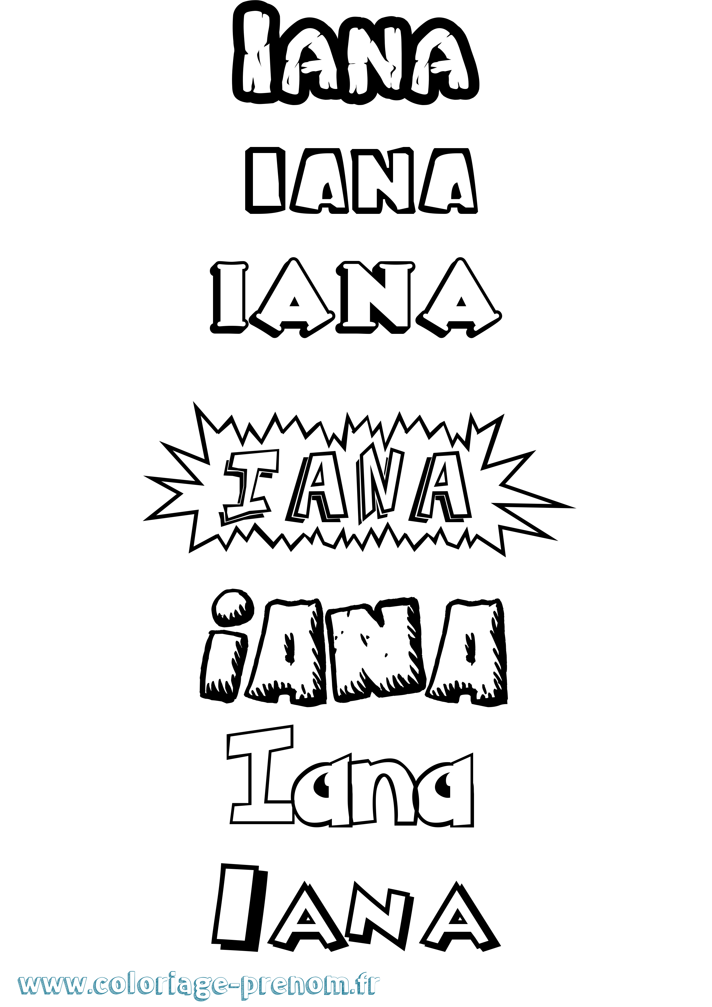 Coloriage Iana Dessin Animé Coloriage prénom Iana Dessin Animé