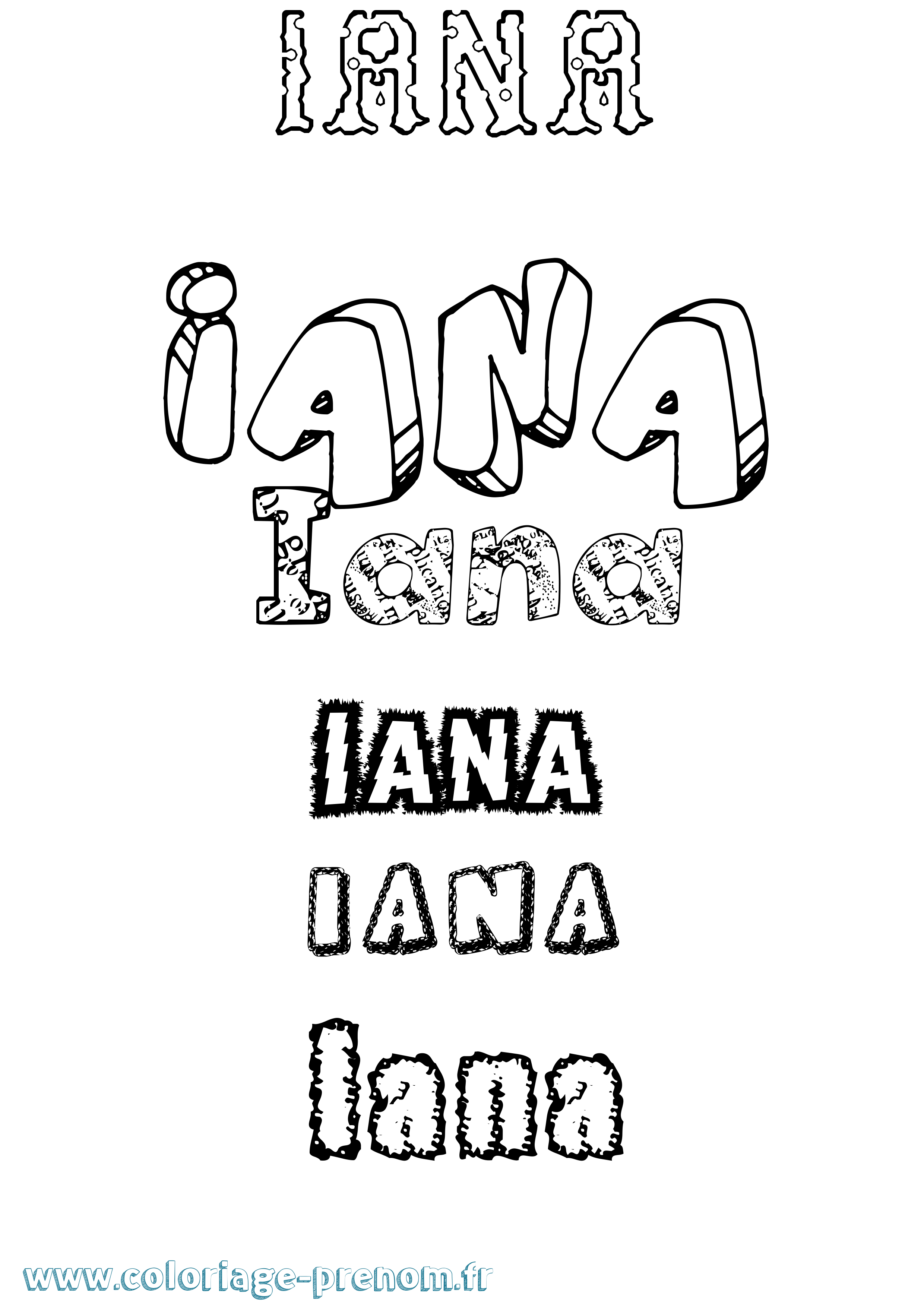 Coloriage Iana Destructuré Coloriage prénom Iana Destructuré