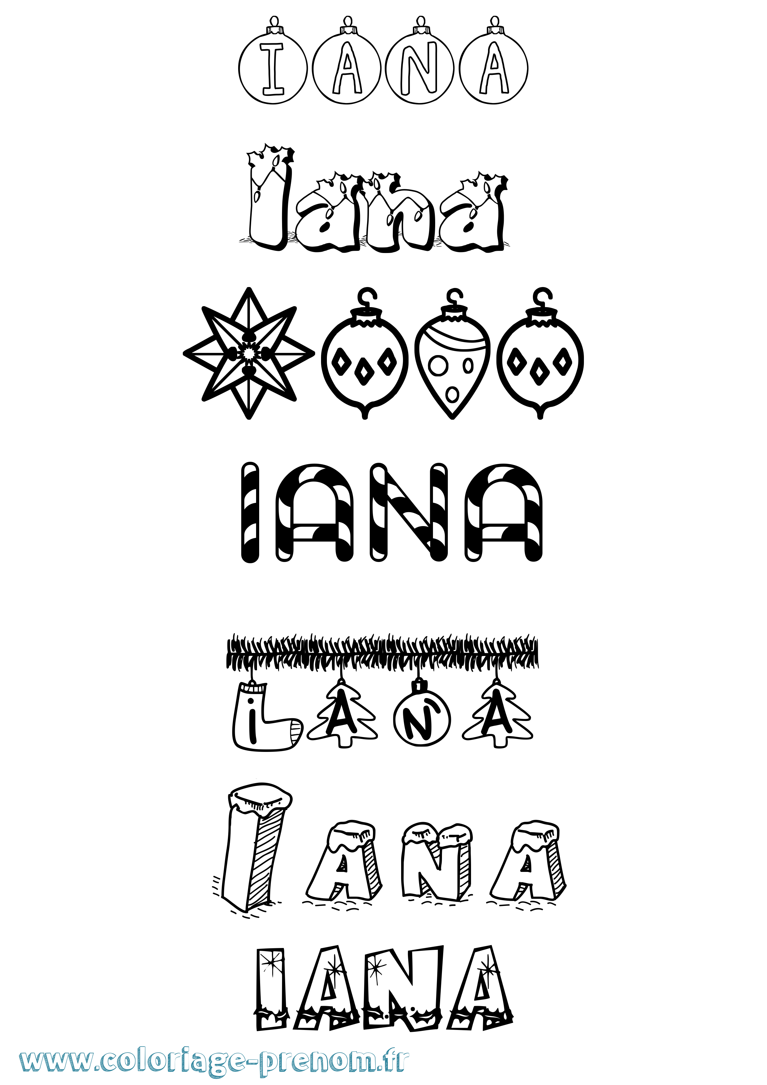 Coloriage Iana Noël Coloriage prénom Iana Noël