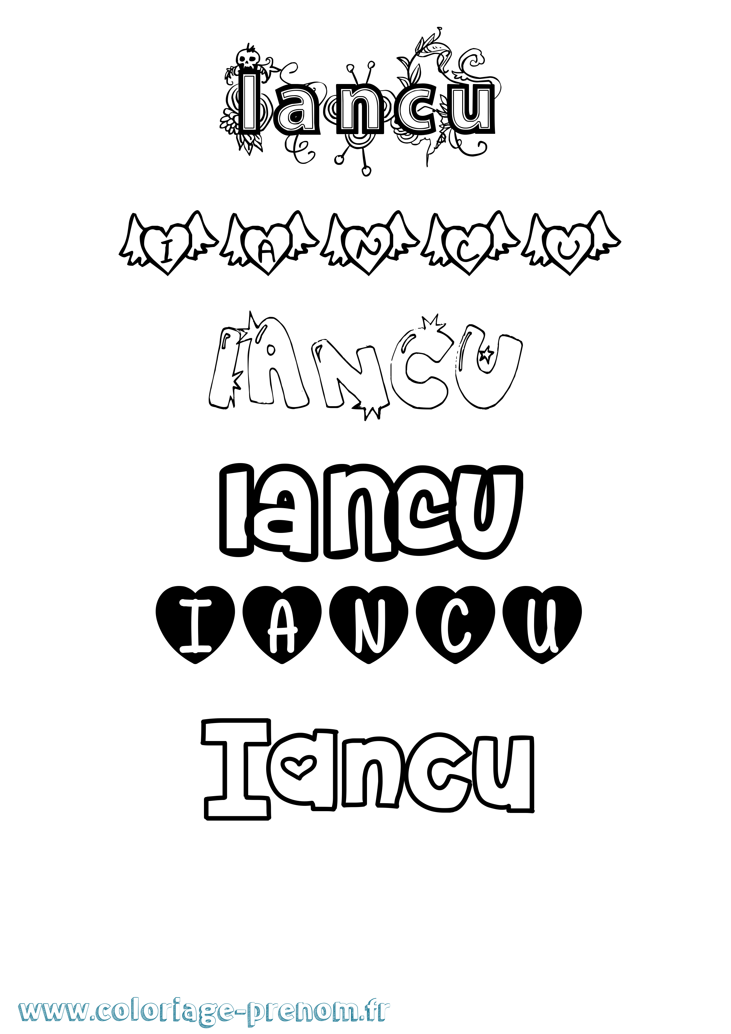 Coloriage Iancu Girly Coloriage prénom Iancu Girly