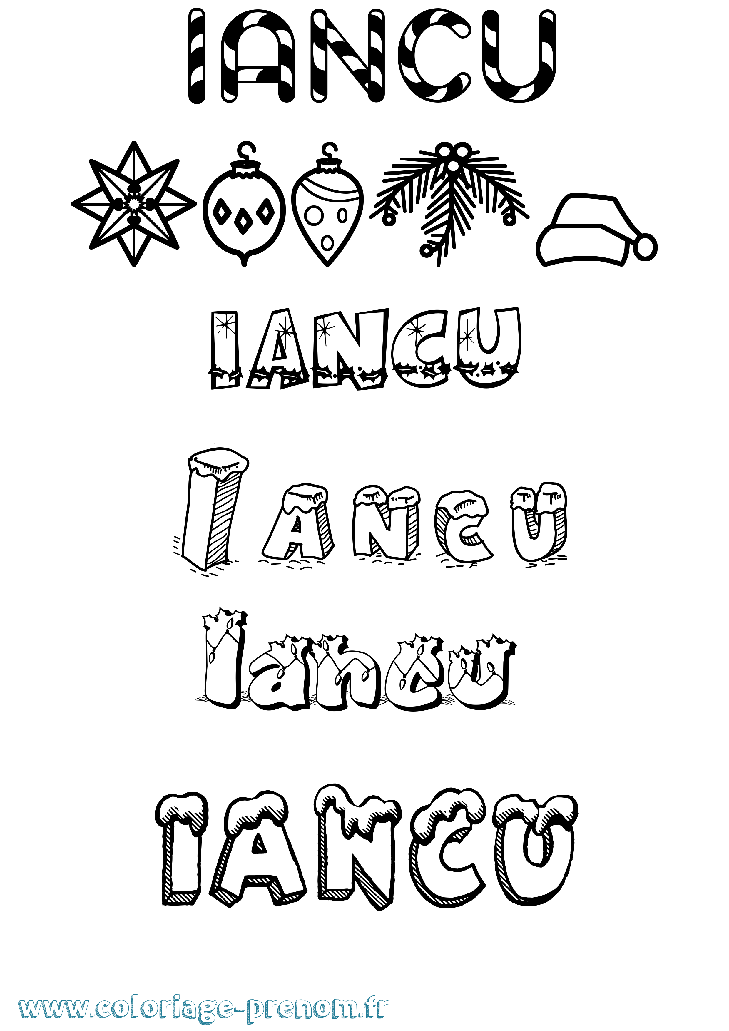 Coloriage Iancu Noël Coloriage prénom Iancu Noël