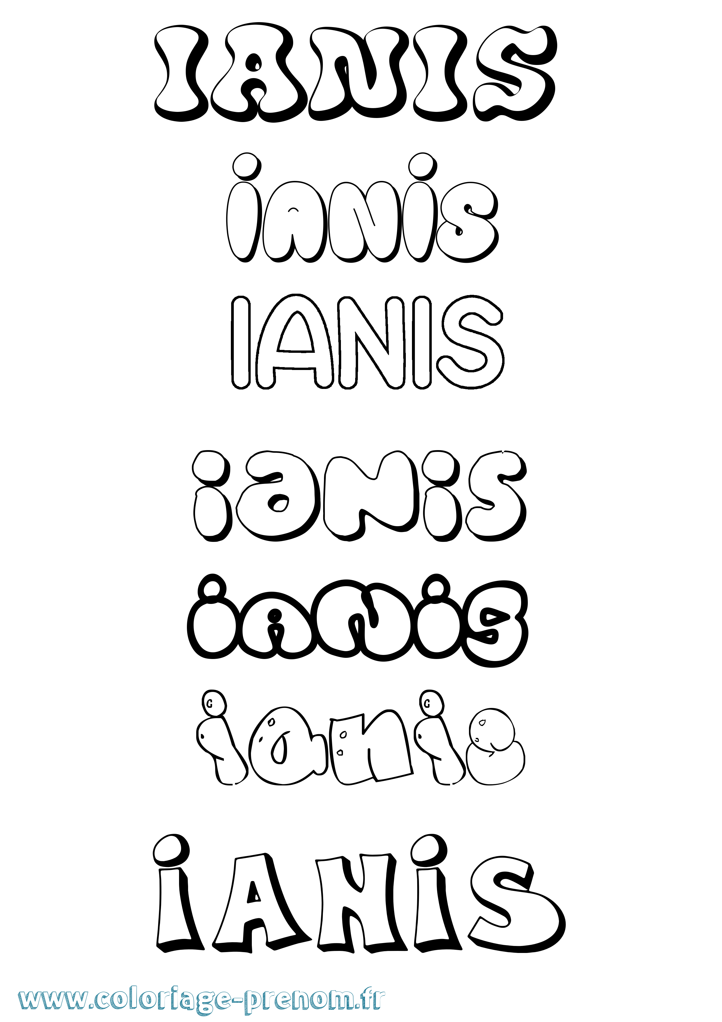 Coloriage Ianis Bubble Coloriage prénom Ianis Bubble