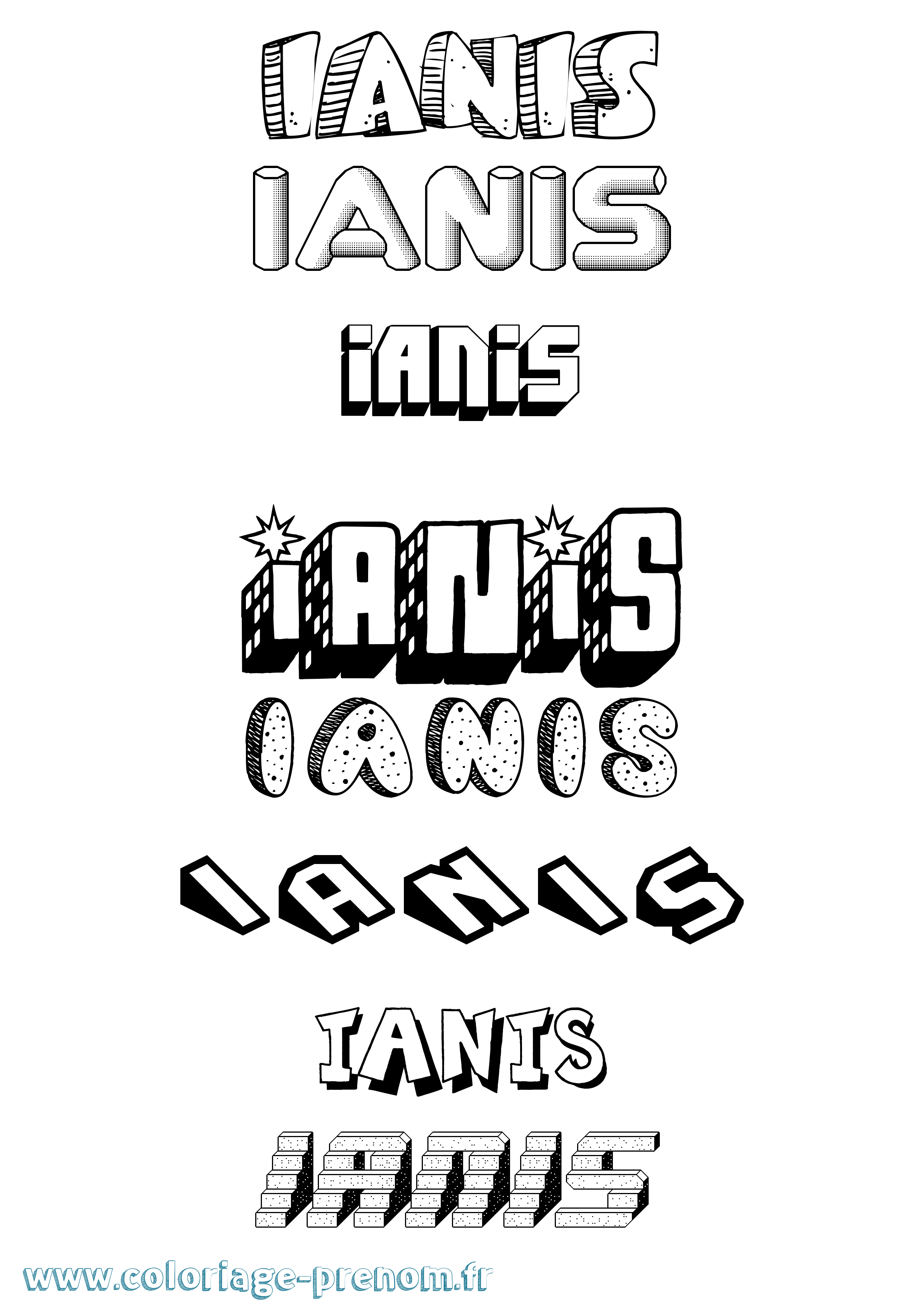 Coloriage Ianis Effet 3D Coloriage prénom Ianis Effet 3D