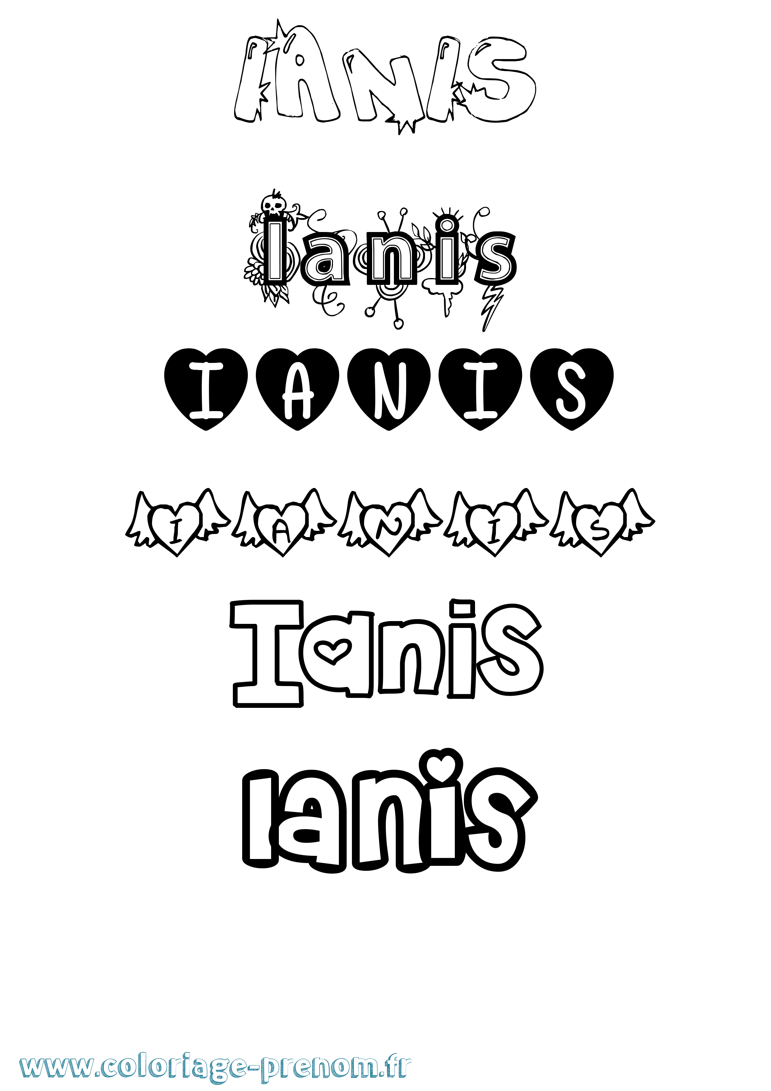 Coloriage Ianis Girly Coloriage prénom Ianis Girly
