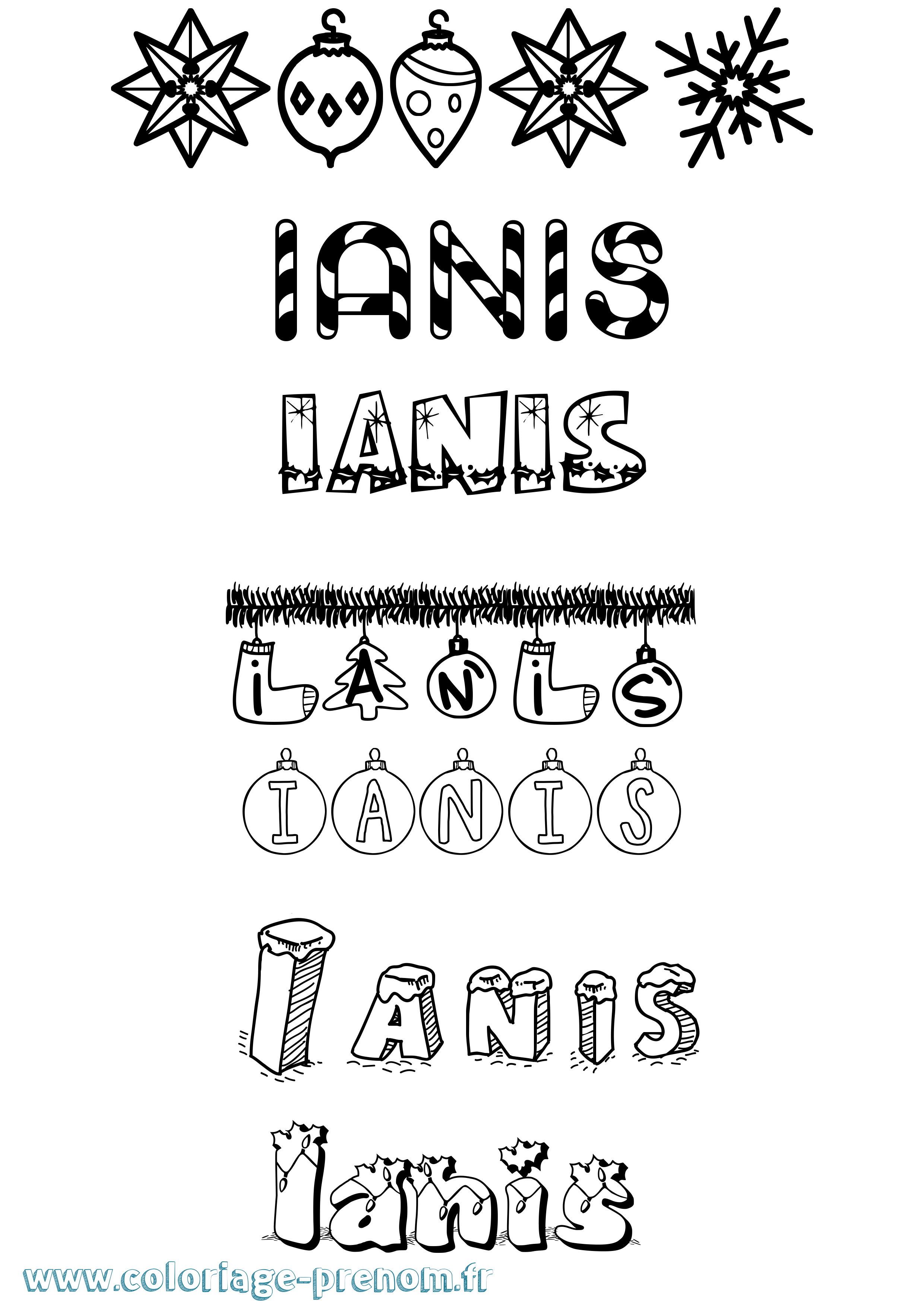 Coloriage Ianis Noël Coloriage prénom Ianis Noël