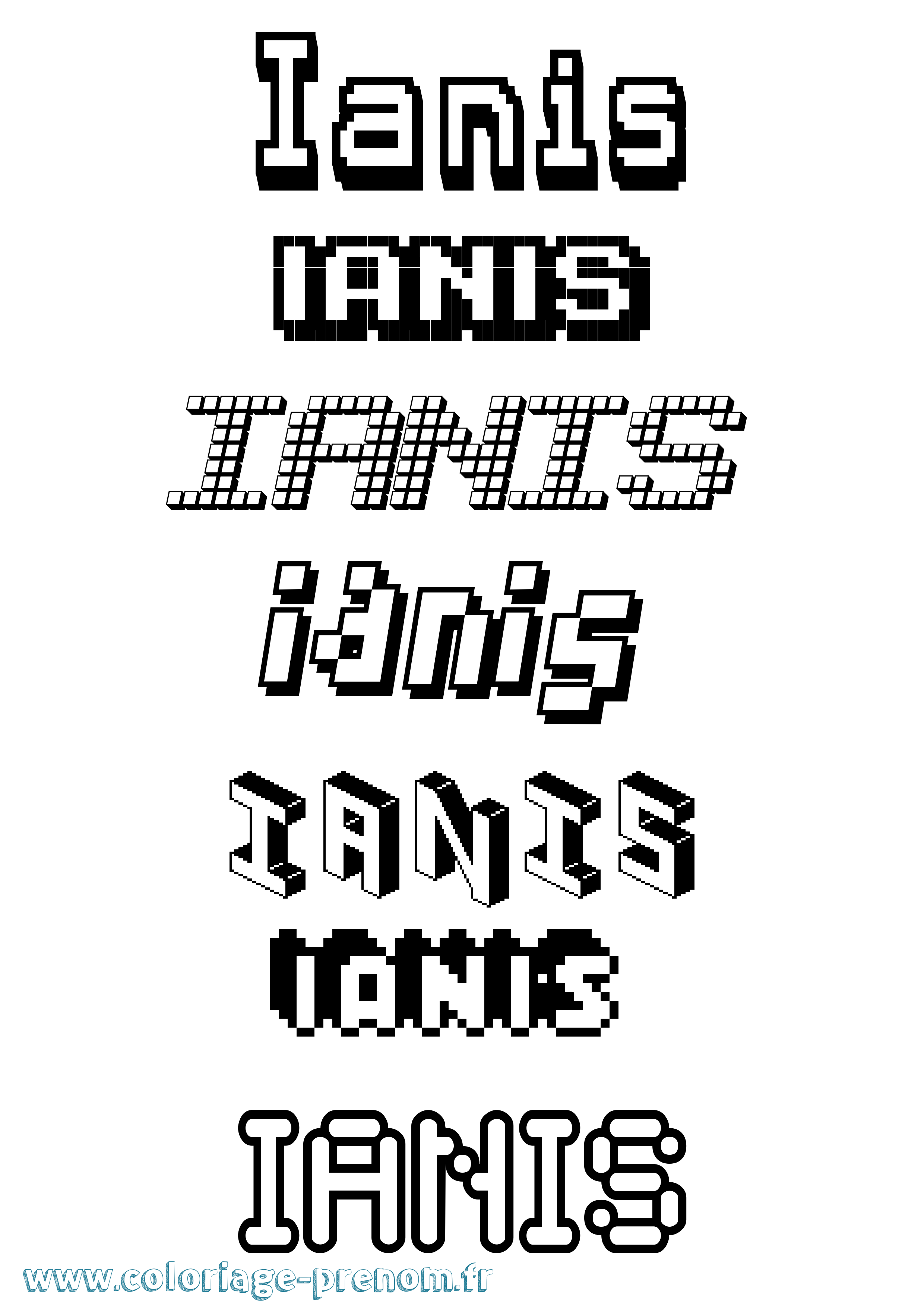 Coloriage Ianis Pixel Coloriage prénom Ianis Pixel