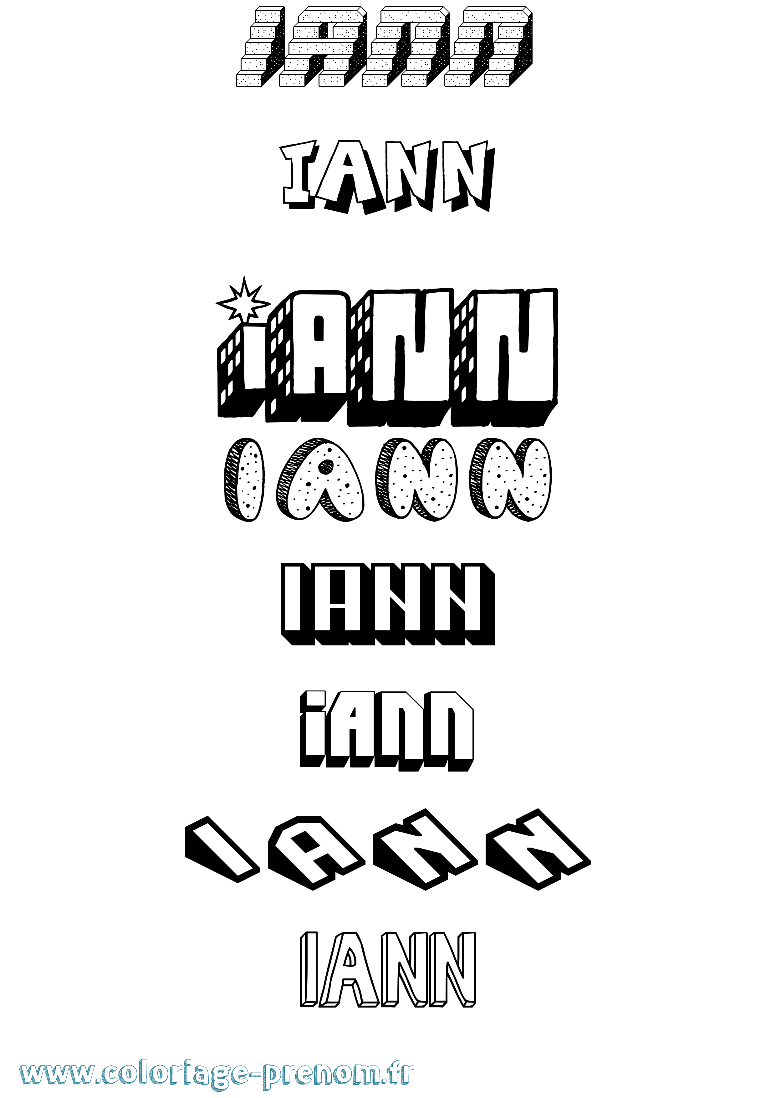 Coloriage Iann Effet 3D Coloriage prénom Iann Effet 3D
