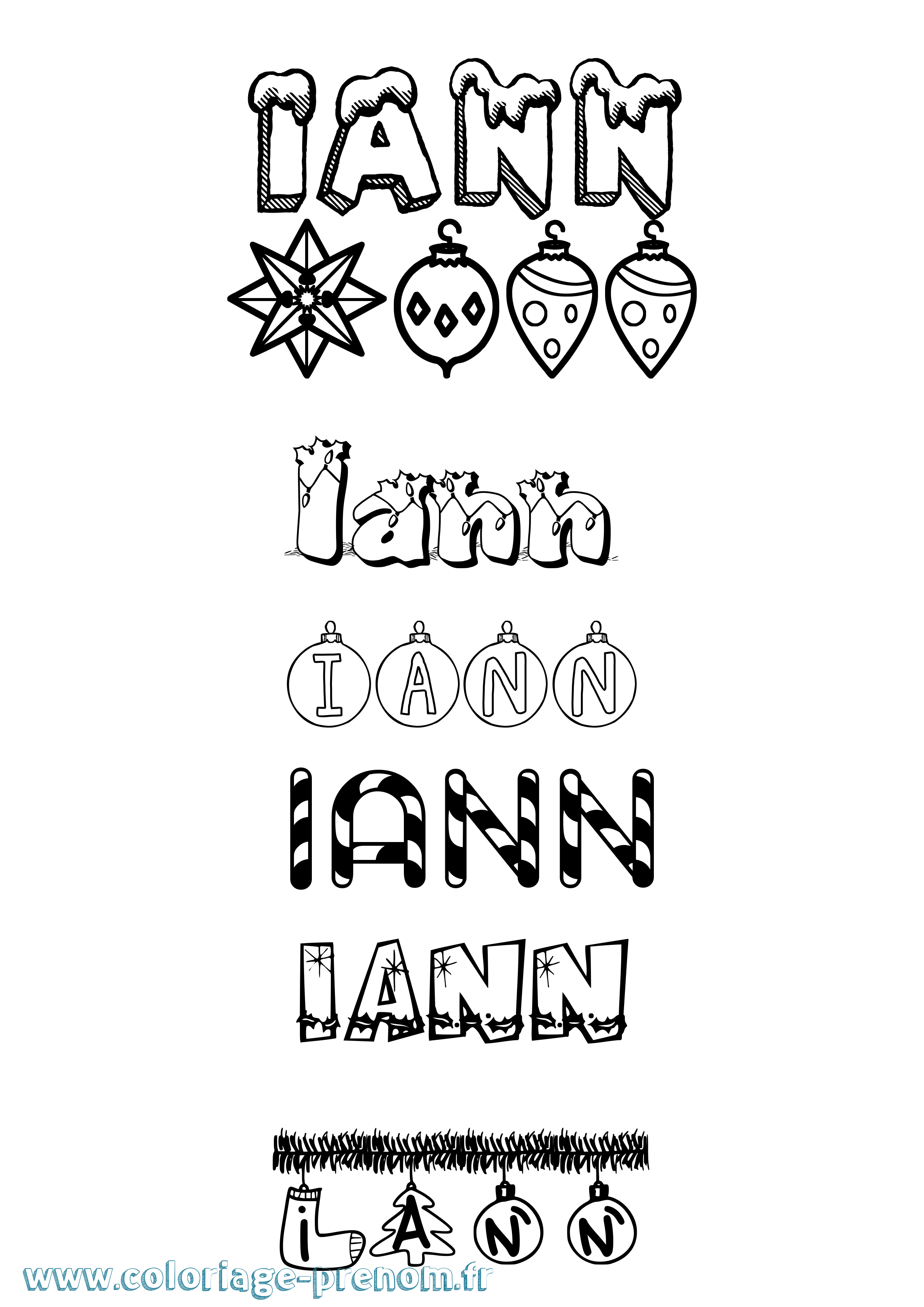 Coloriage Iann Noël Coloriage prénom Iann Noël