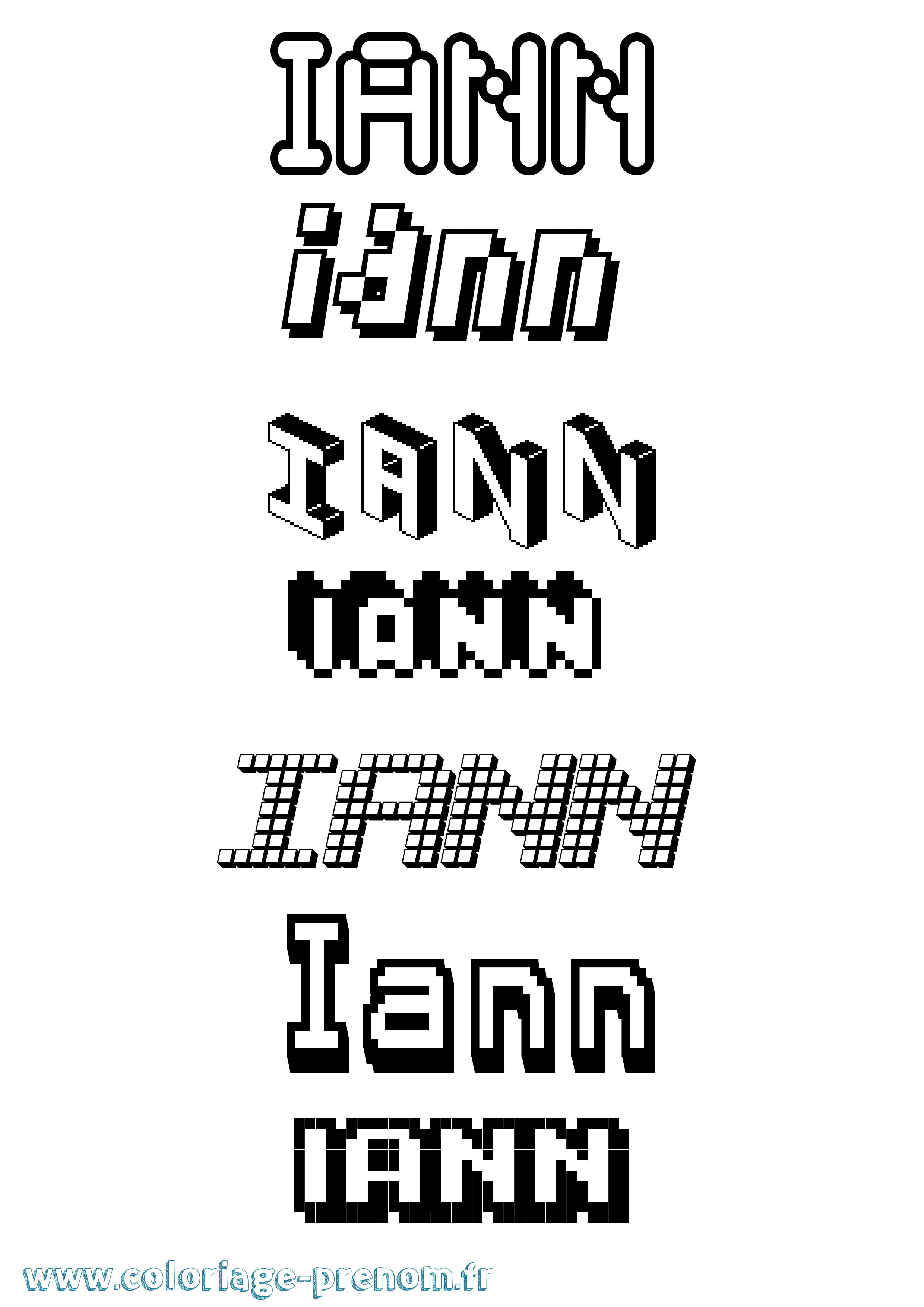 Coloriage Iann Pixel Coloriage prénom Iann Pixel