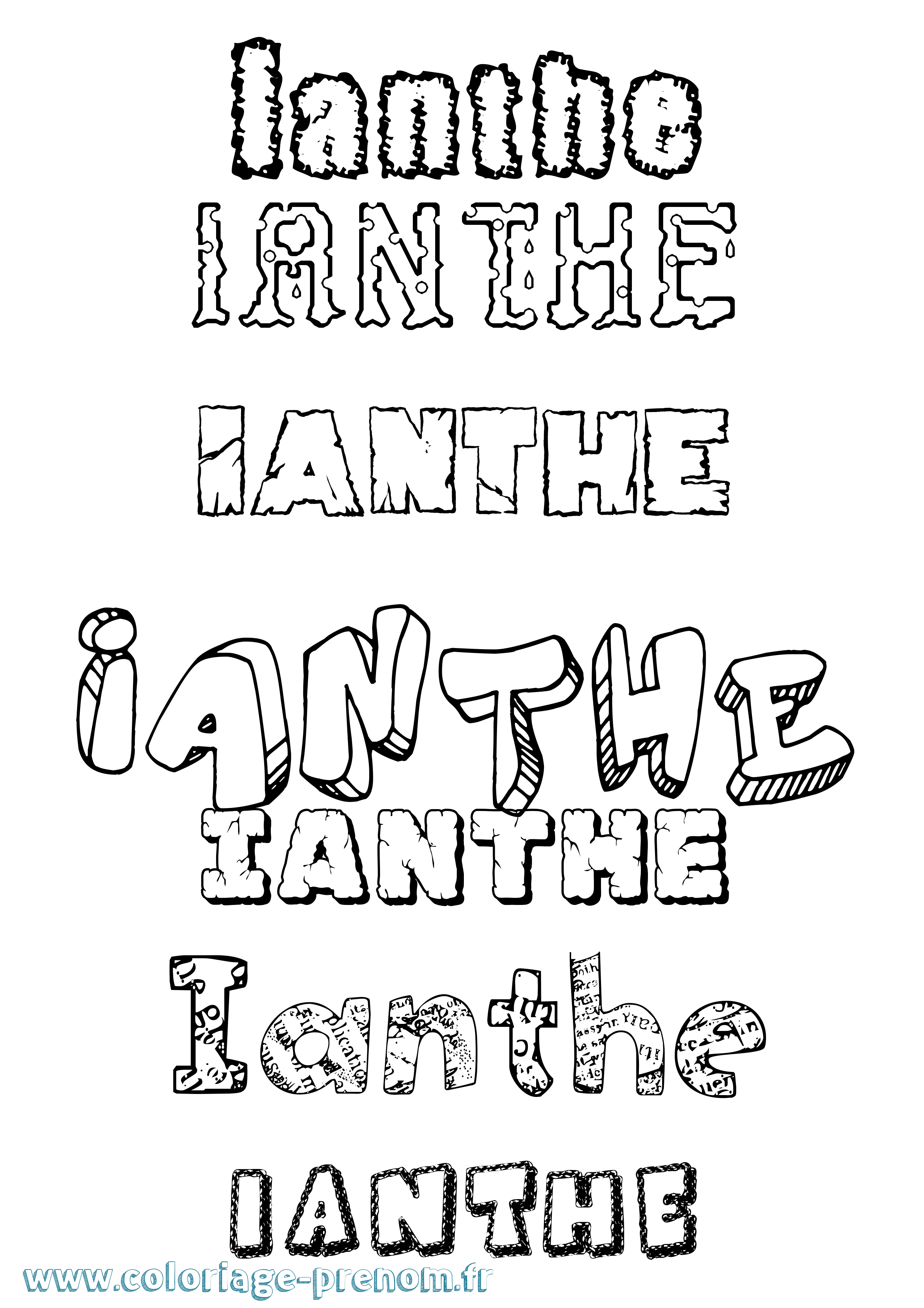 Coloriage prénom Ianthe Destructuré