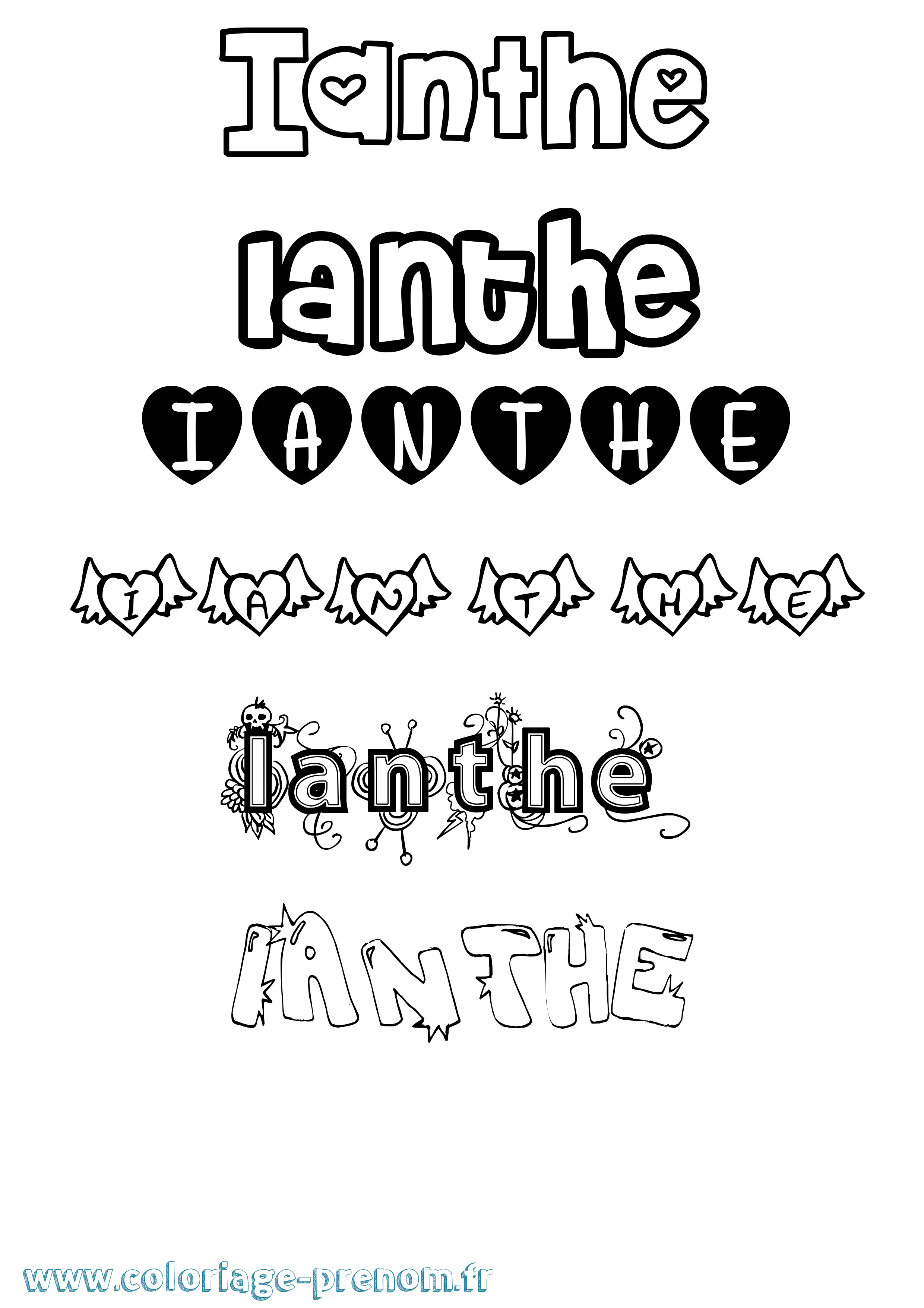 Coloriage prénom Ianthe Girly