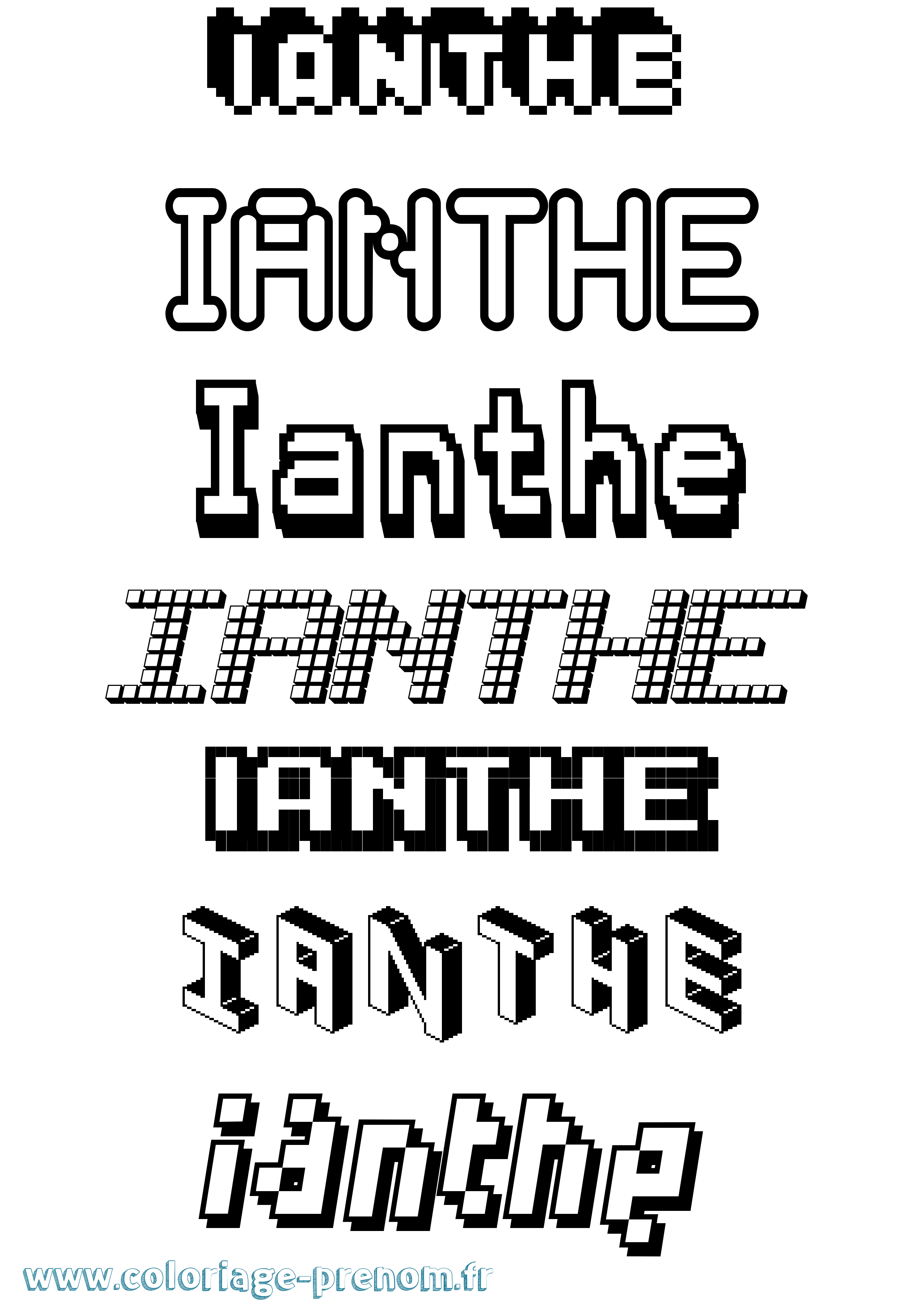Coloriage prénom Ianthe Pixel