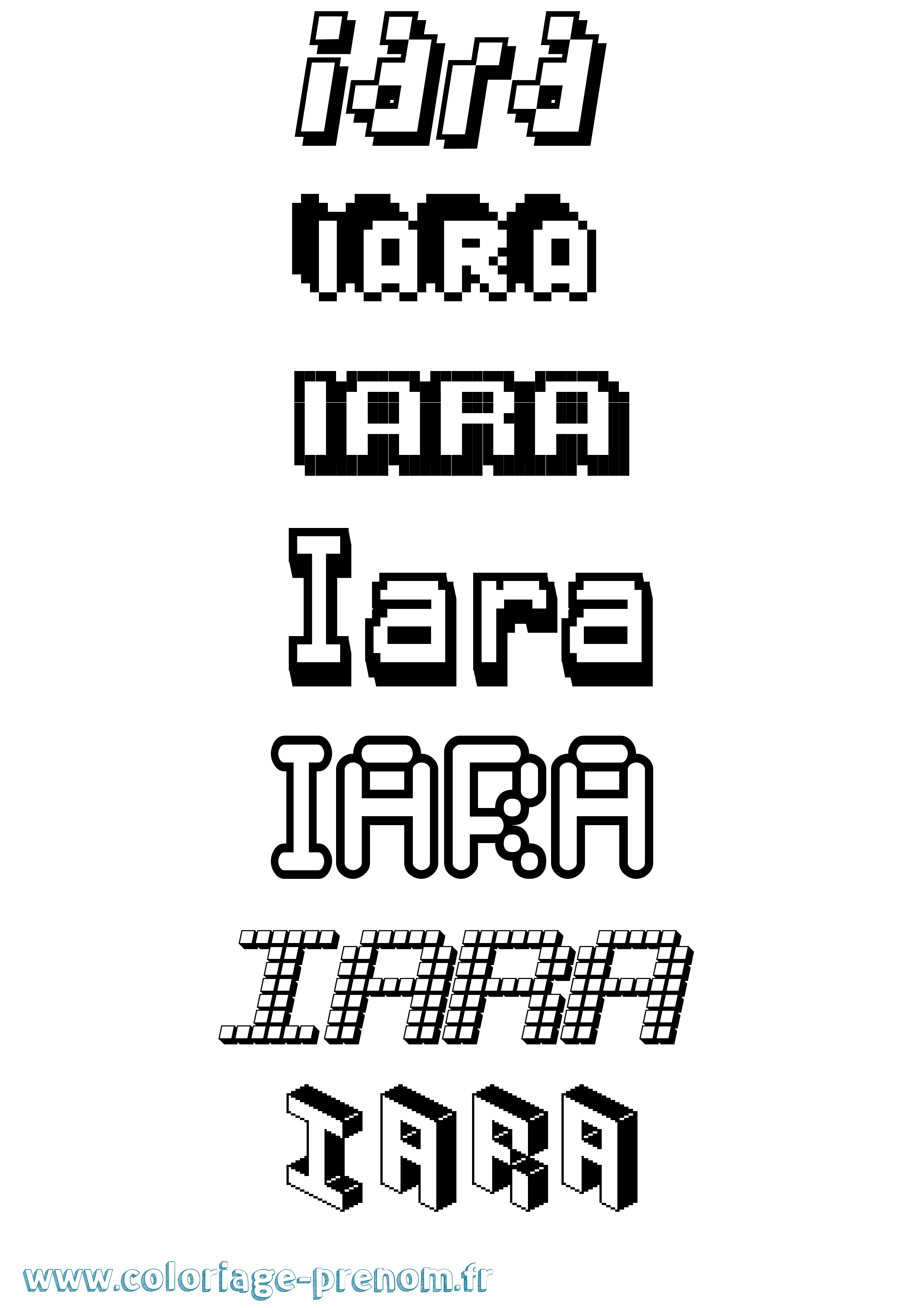 Coloriage prénom Iara Pixel