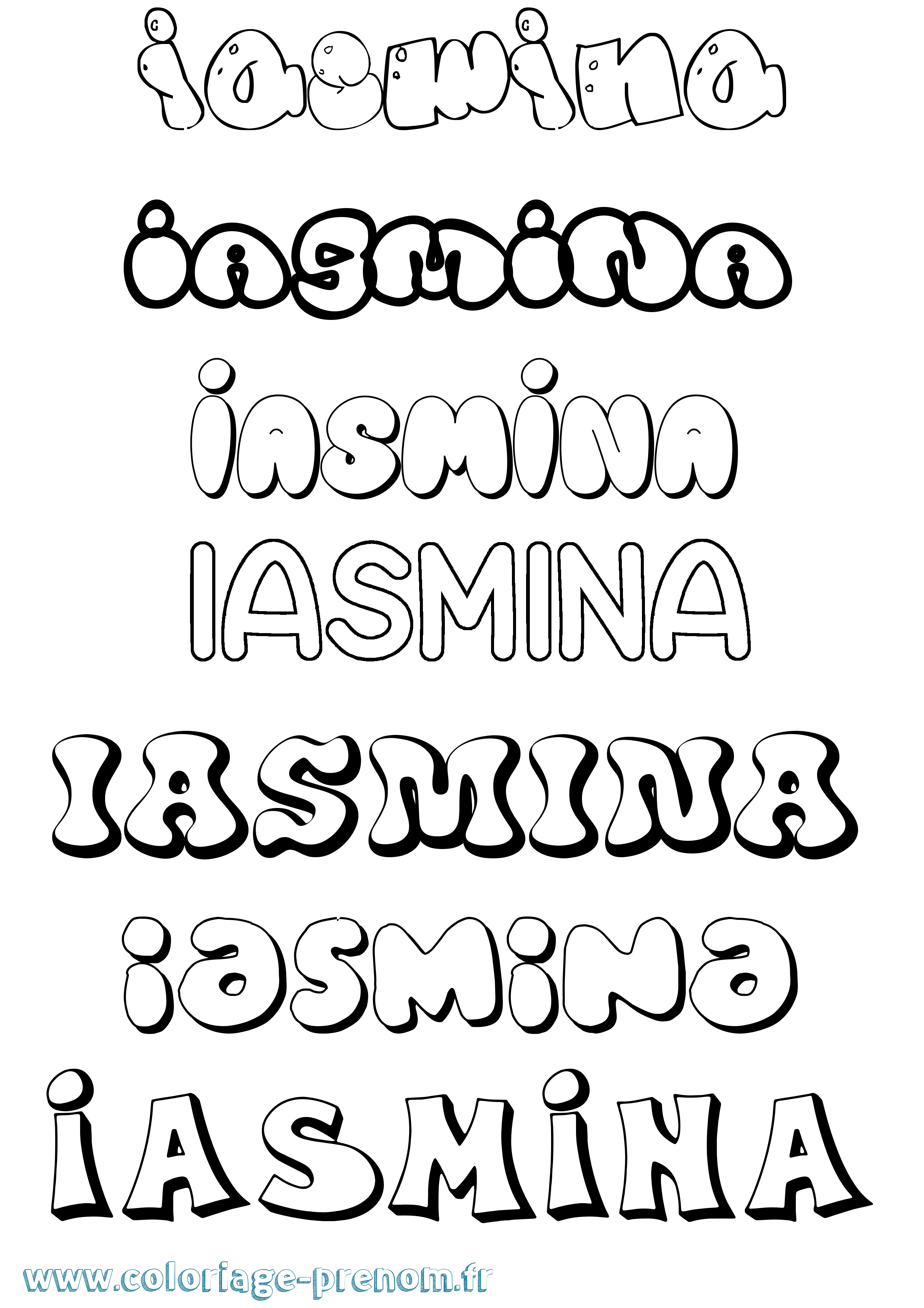 Coloriage prénom Iasmina Bubble