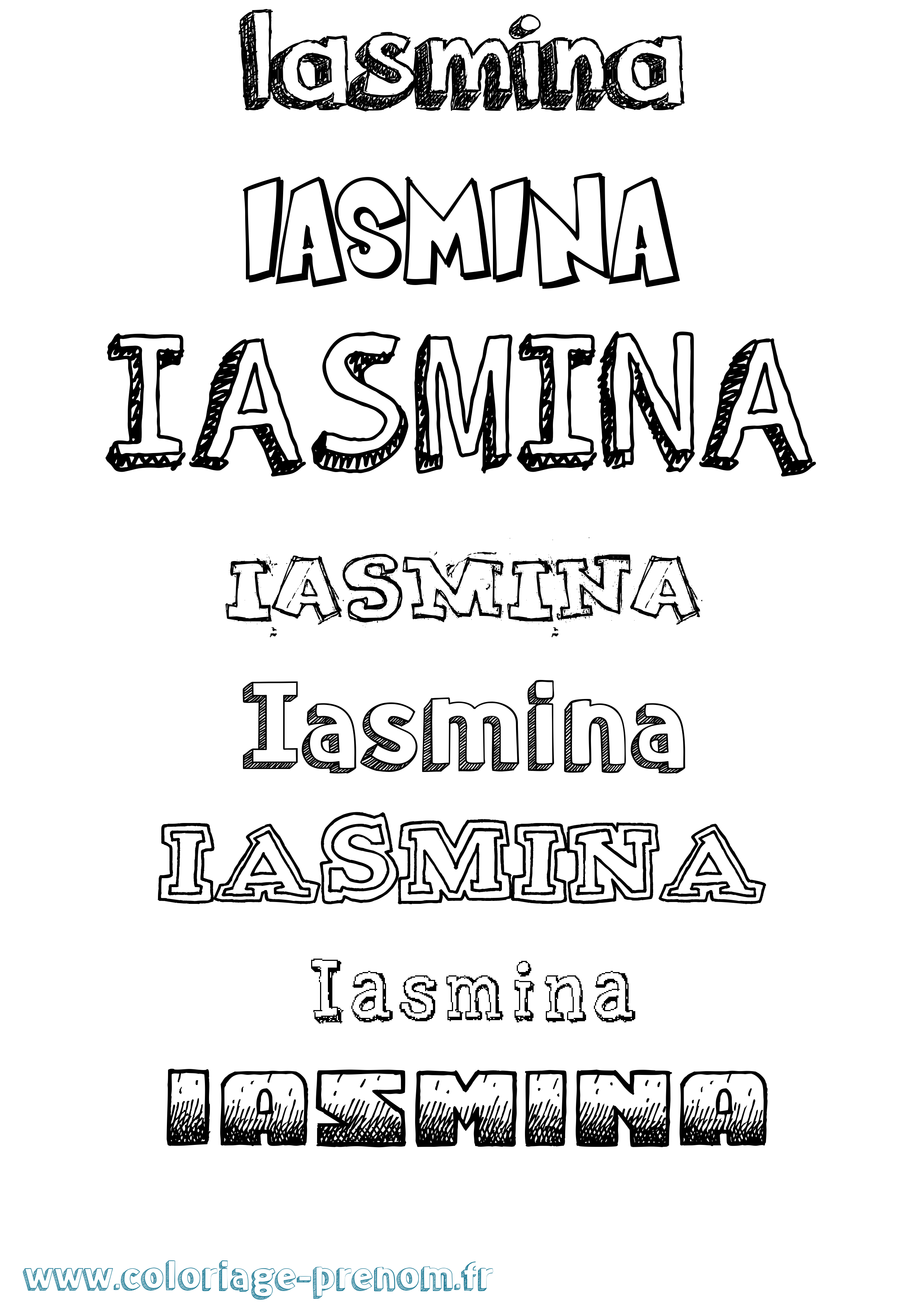 Coloriage prénom Iasmina Dessiné