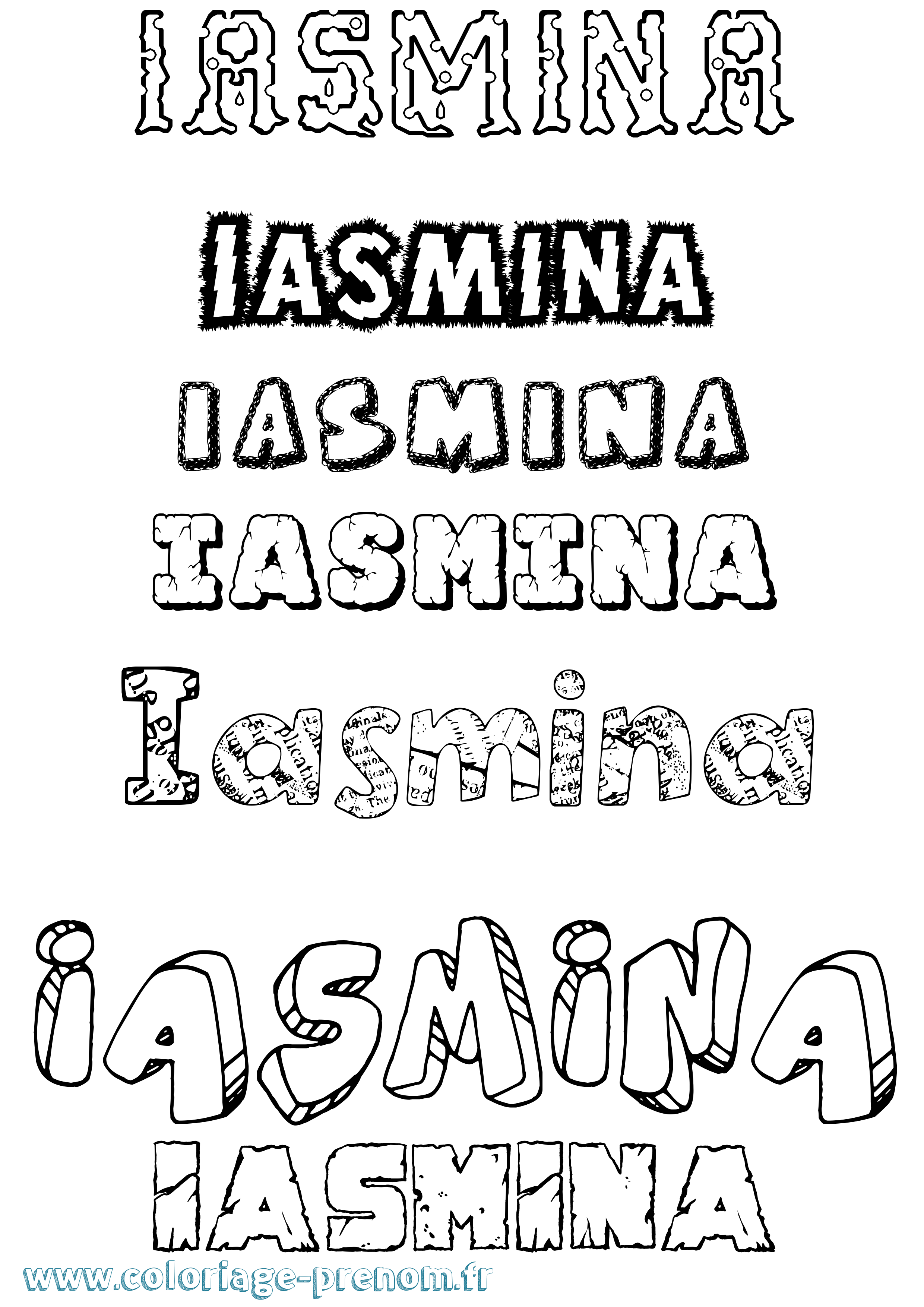 Coloriage prénom Iasmina Destructuré