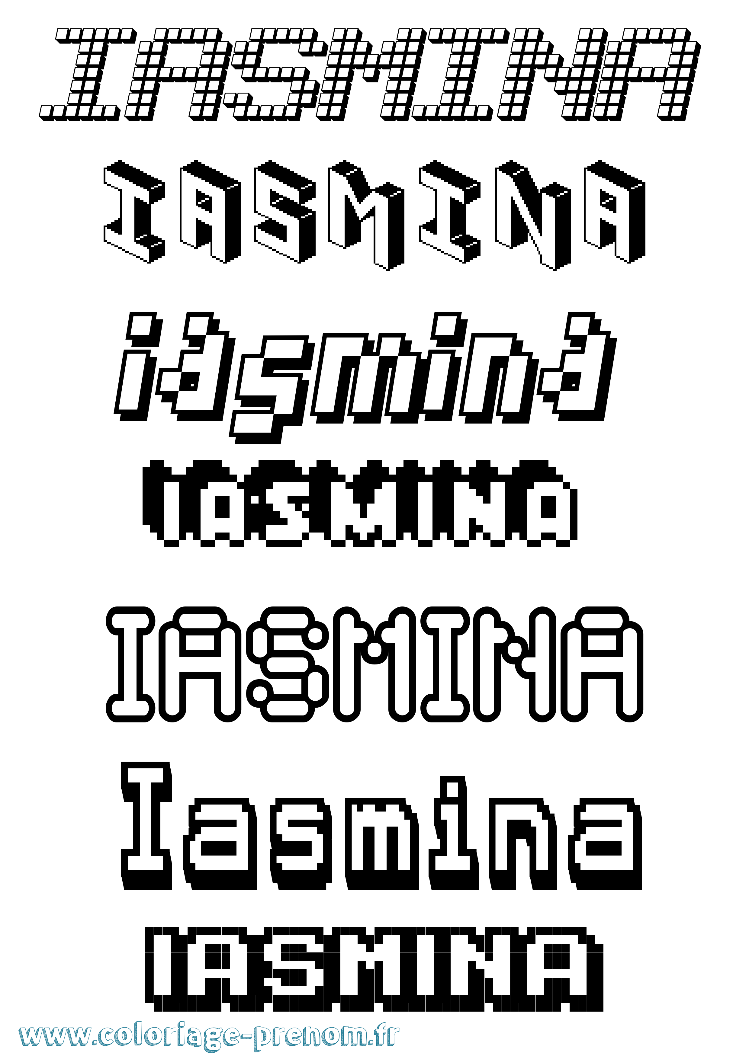 Coloriage prénom Iasmina Pixel