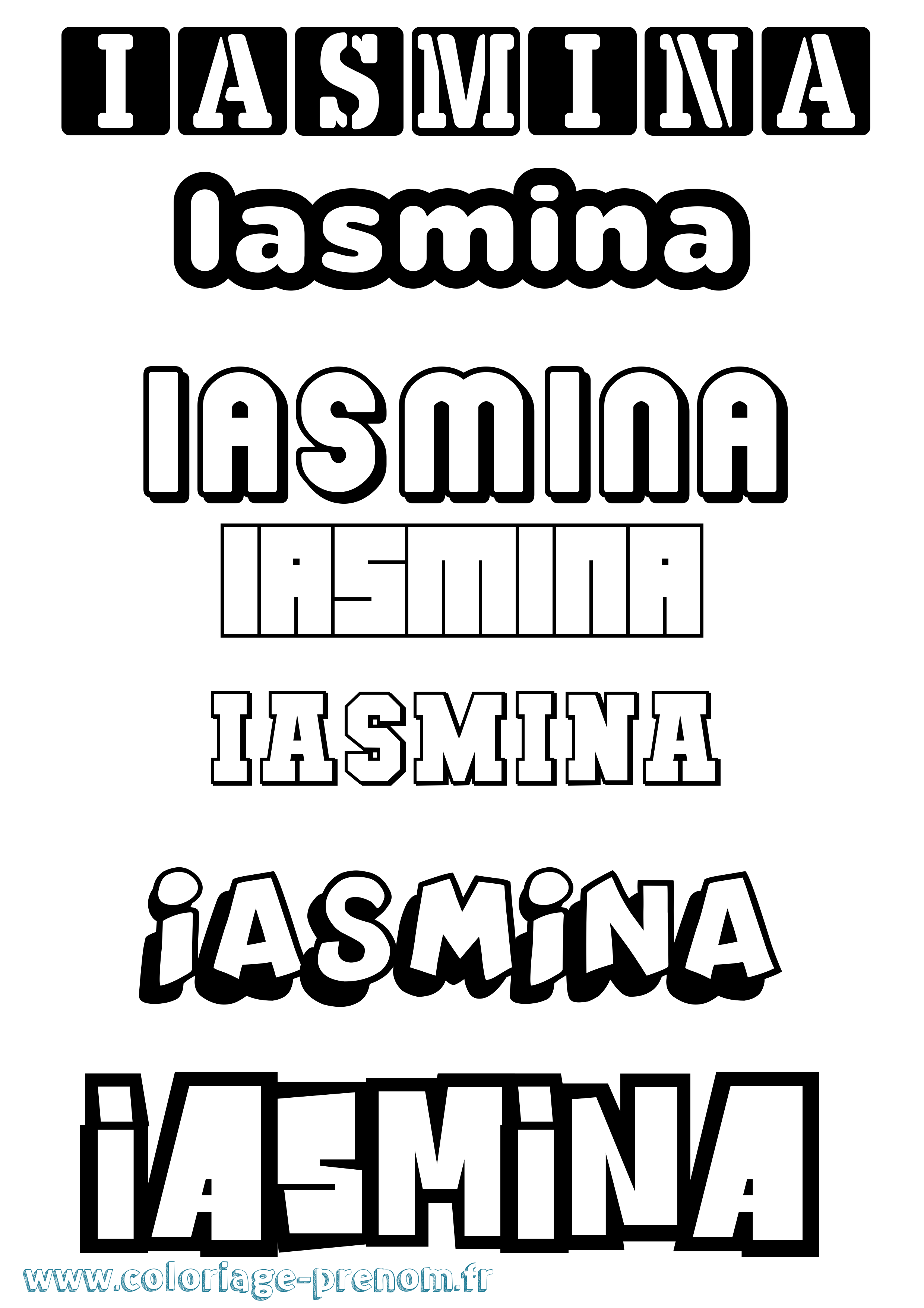 Coloriage prénom Iasmina Simple