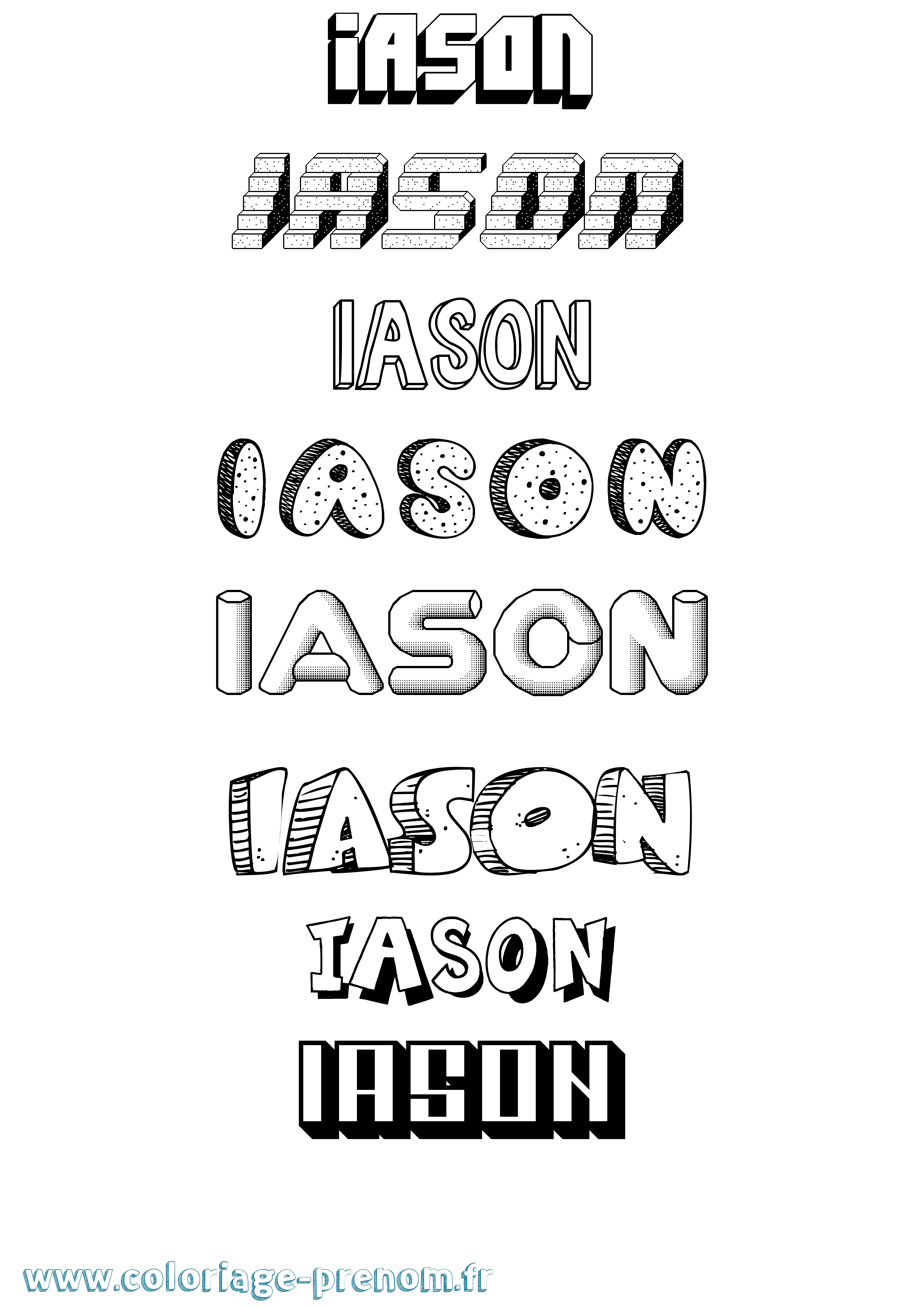 Coloriage prénom Iason Effet 3D