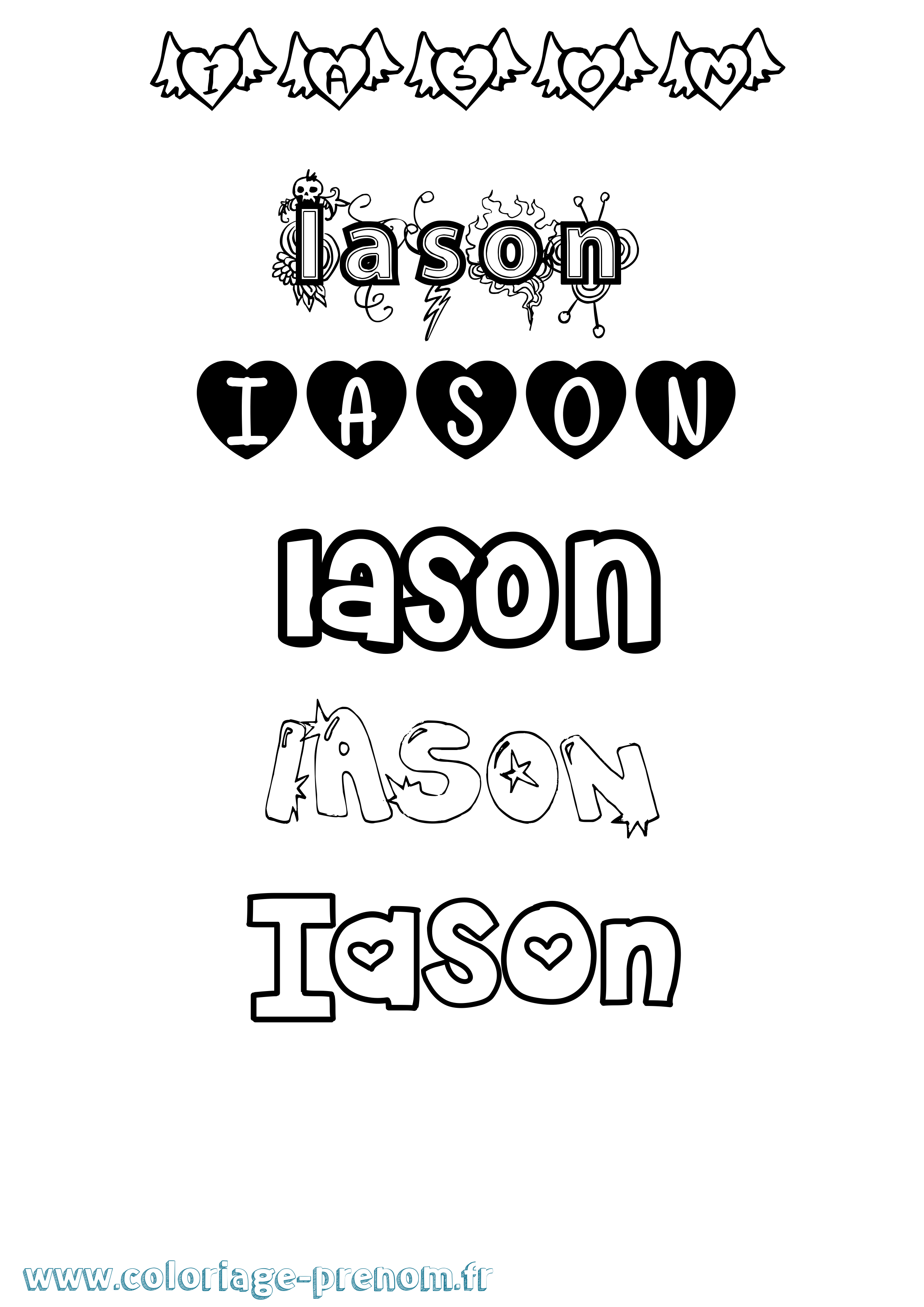 Coloriage prénom Iason Girly