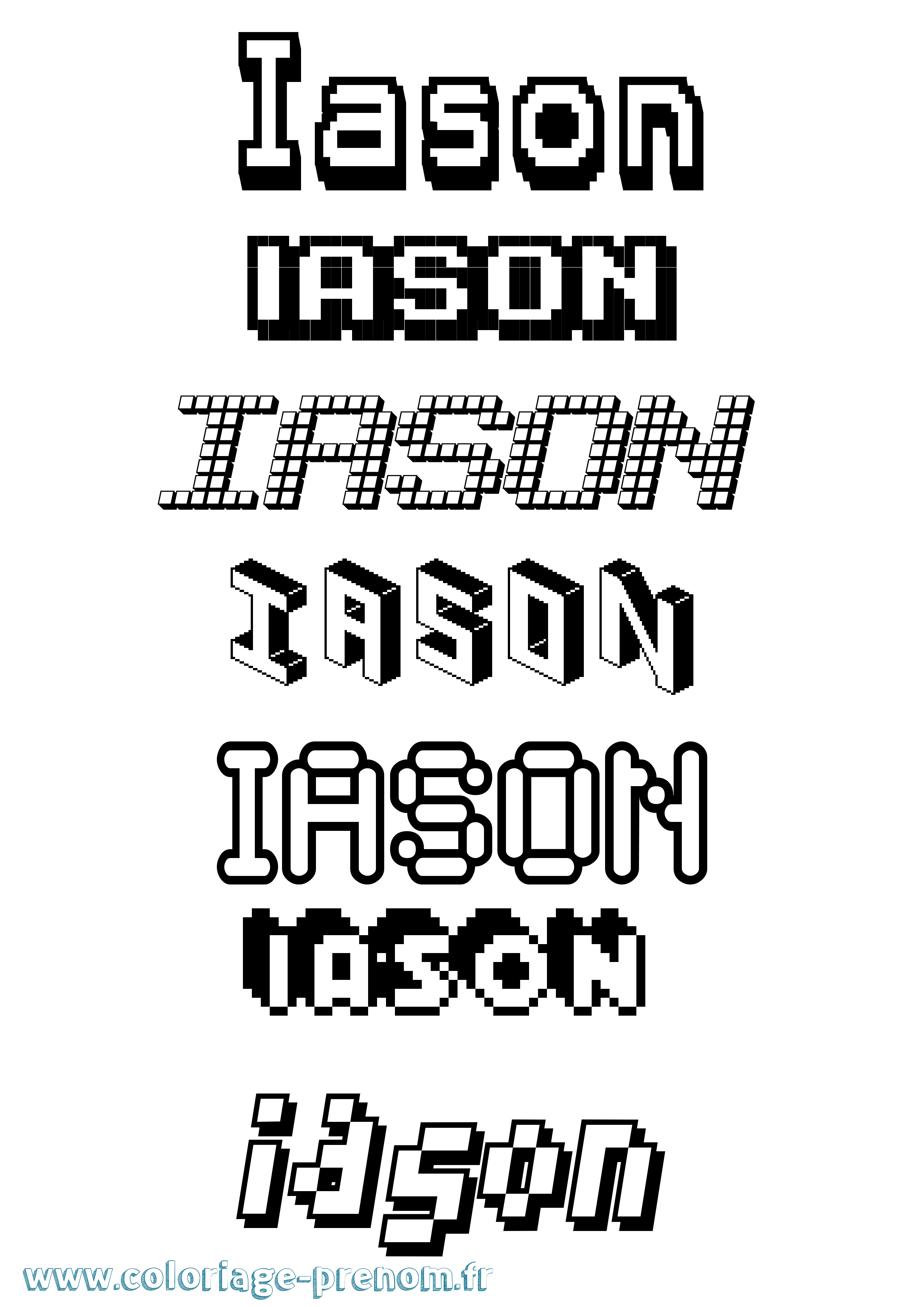 Coloriage prénom Iason Pixel