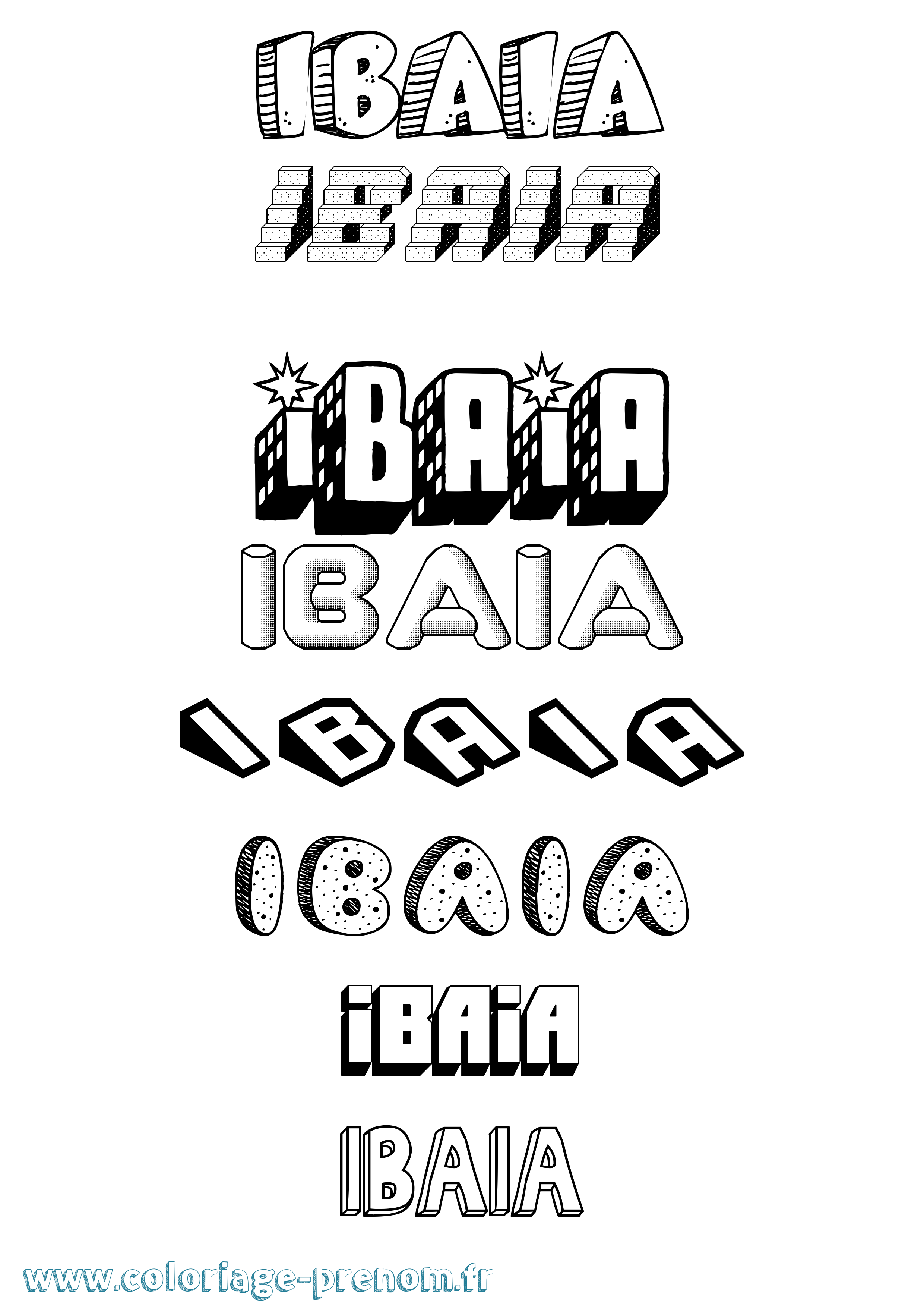 Coloriage Ibaia Effet 3D Coloriage prénom Ibaia Effet 3D
