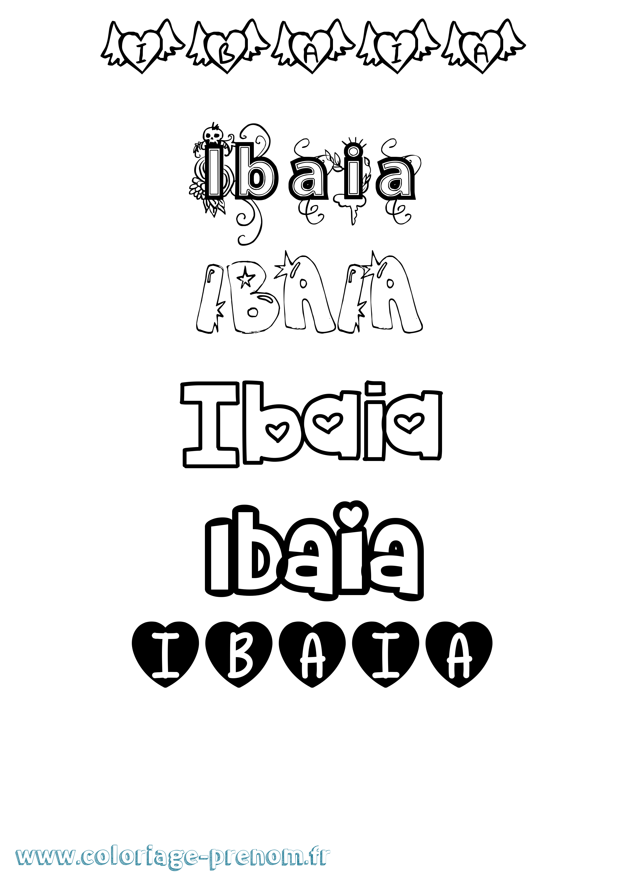 Coloriage Ibaia Girly Coloriage prénom Ibaia Girly