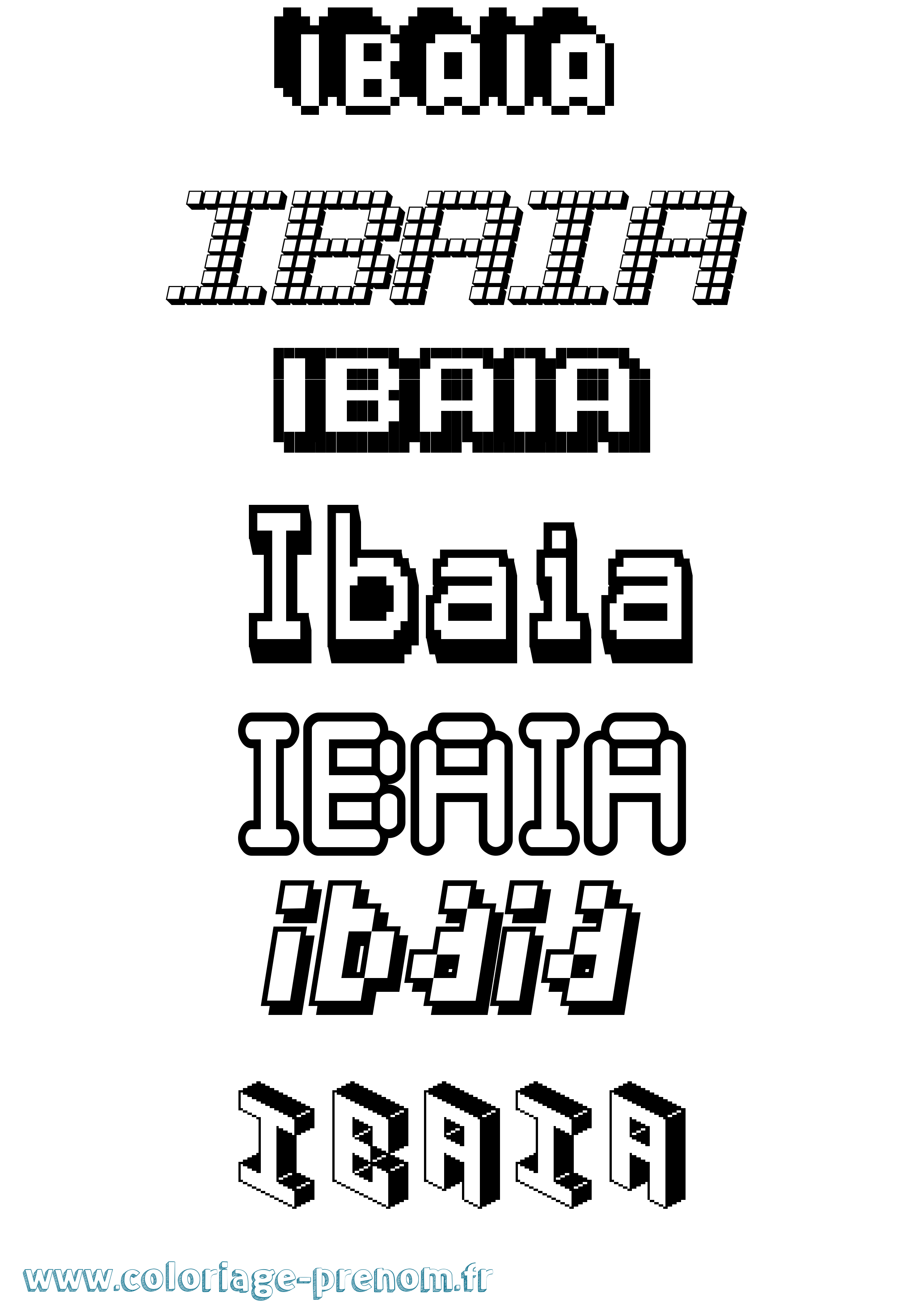 Coloriage Ibaia Pixel Coloriage prénom Ibaia Pixel