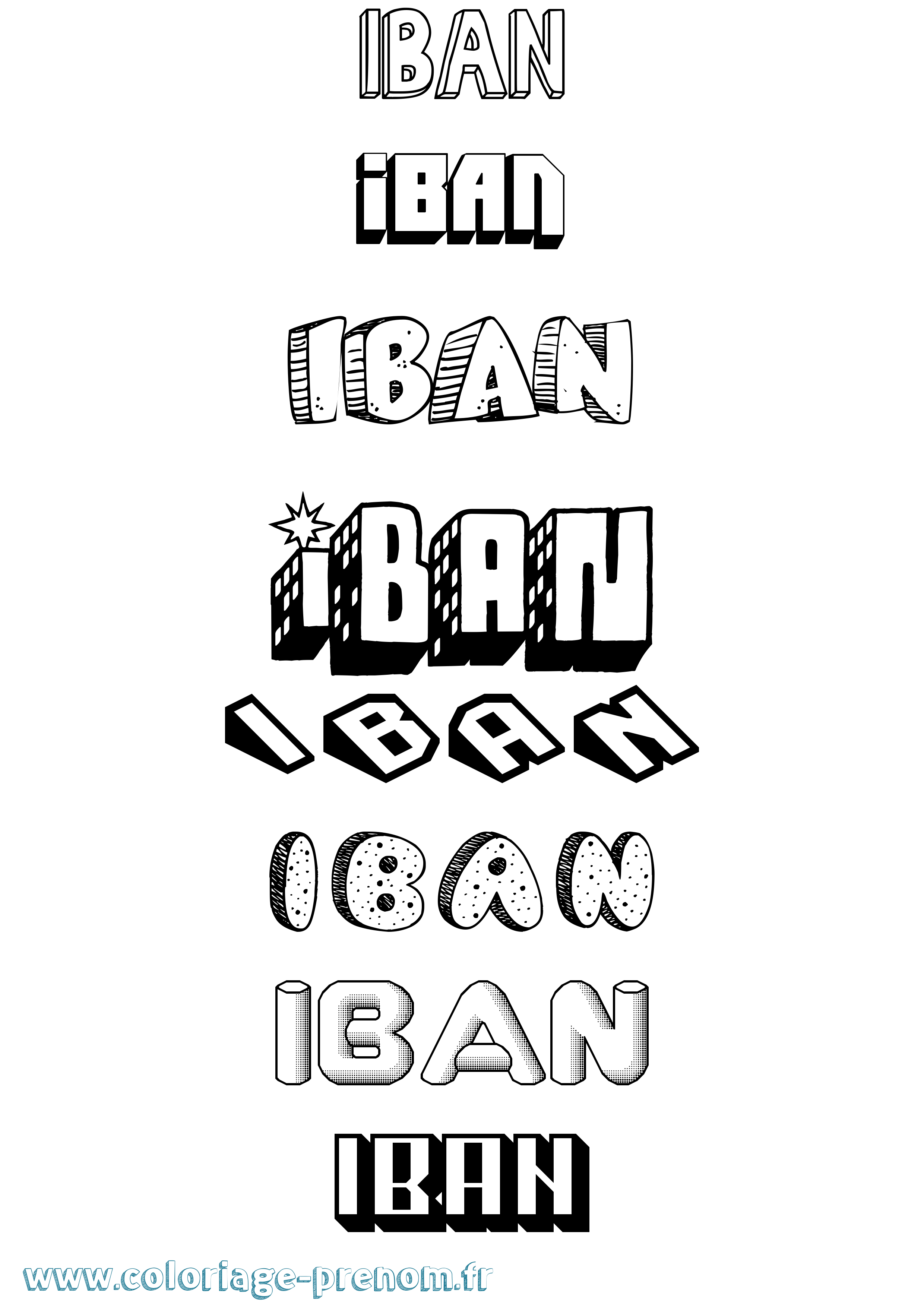 Coloriage Iban Coloriage prénom Iban