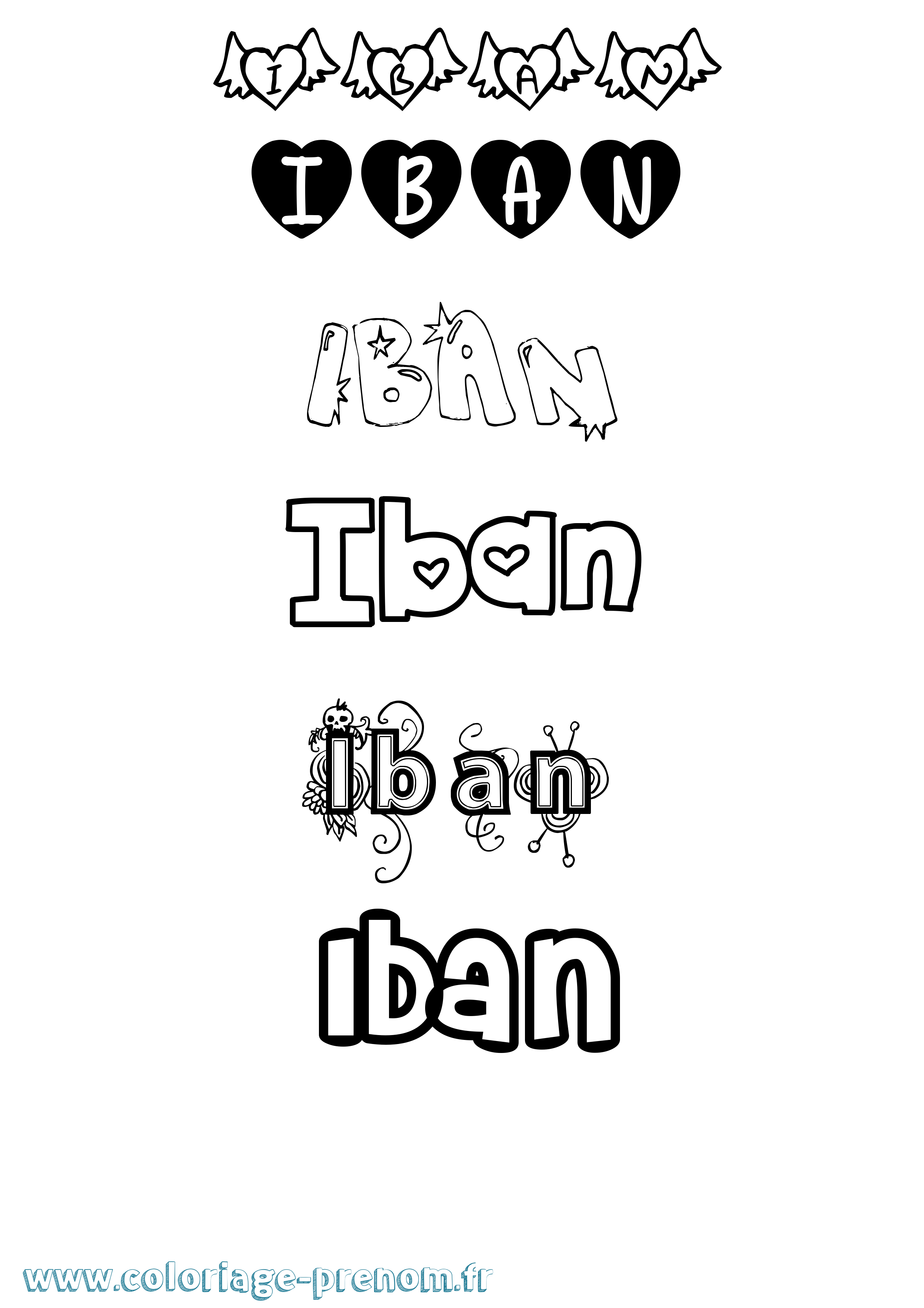 Coloriage Iban Coloriage prénom Iban