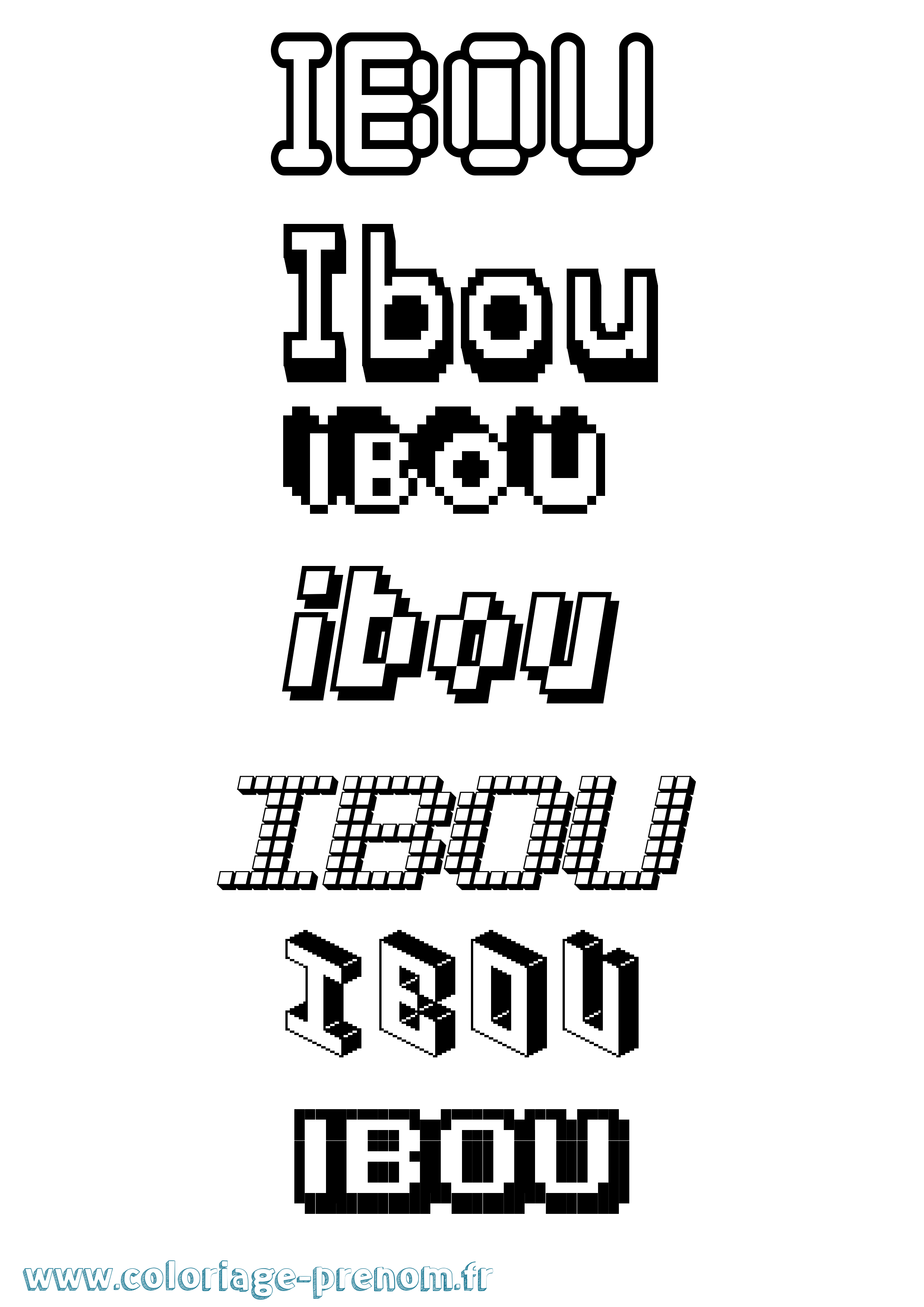 Coloriage prénom Ibou Pixel
