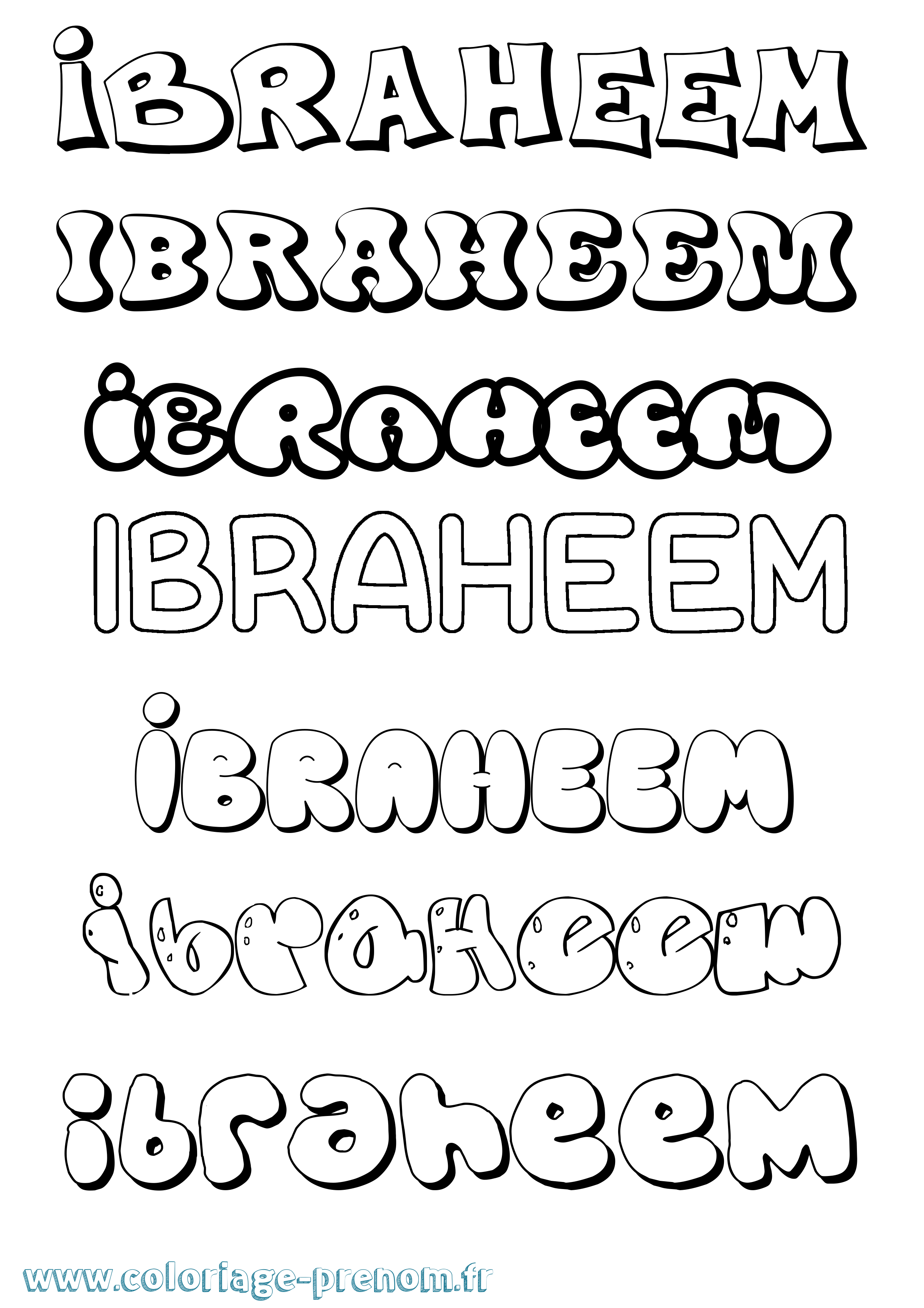 Coloriage Ibraheem Bubble Coloriage prénom Ibraheem Bubble