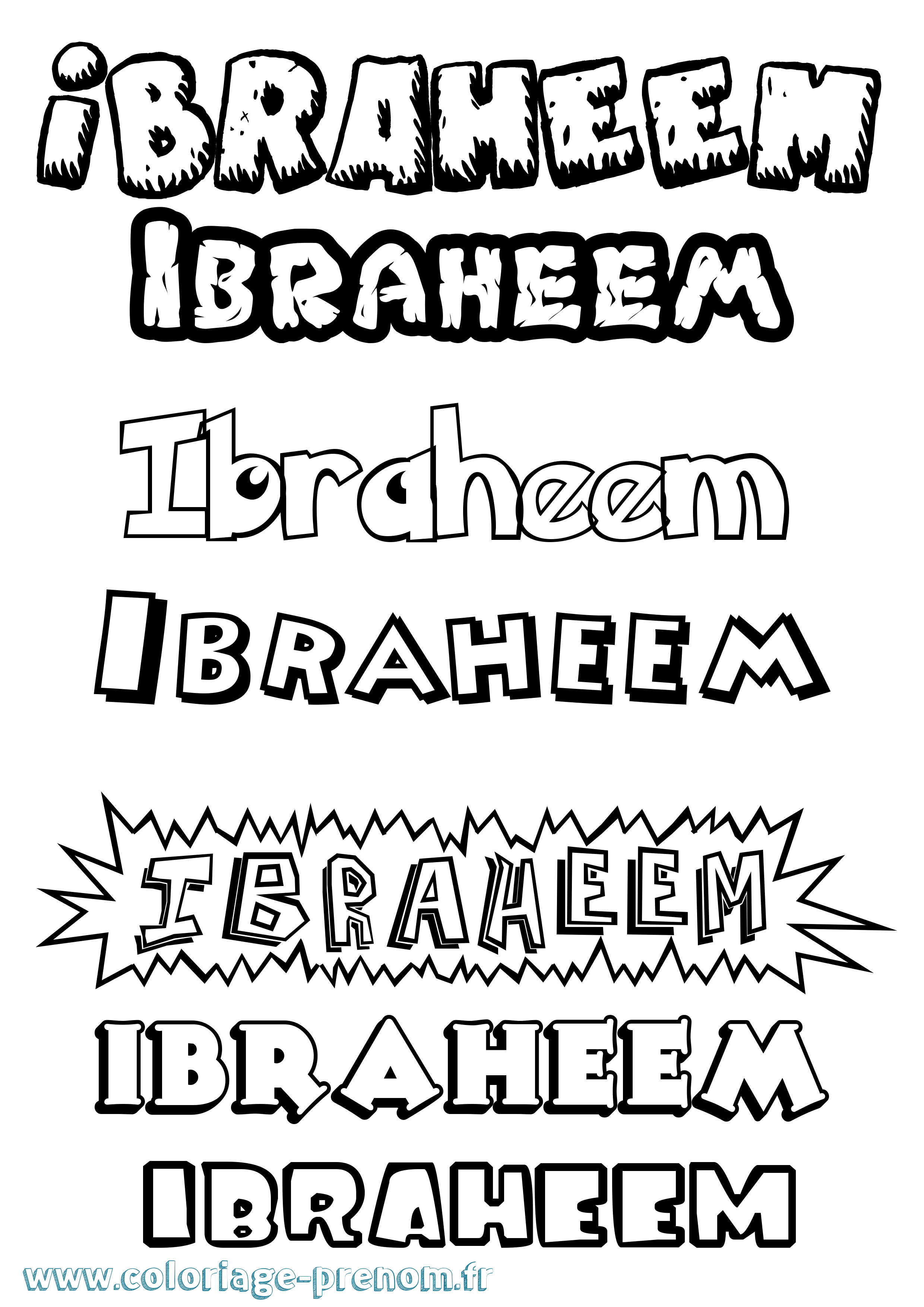 Coloriage Ibraheem Dessin Animé Coloriage prénom Ibraheem Dessin Animé