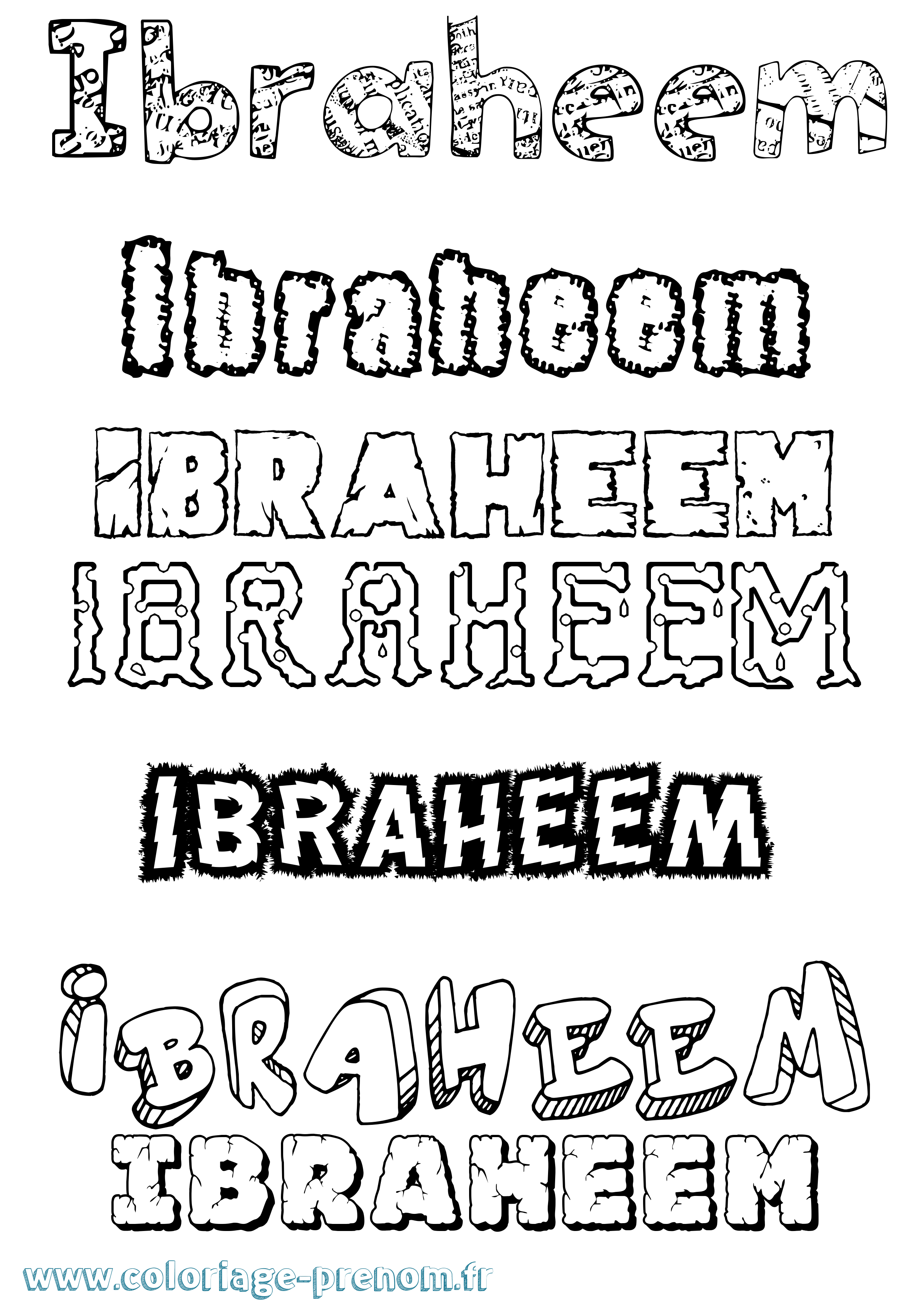 Coloriage Ibraheem Destructuré Coloriage prénom Ibraheem Destructuré