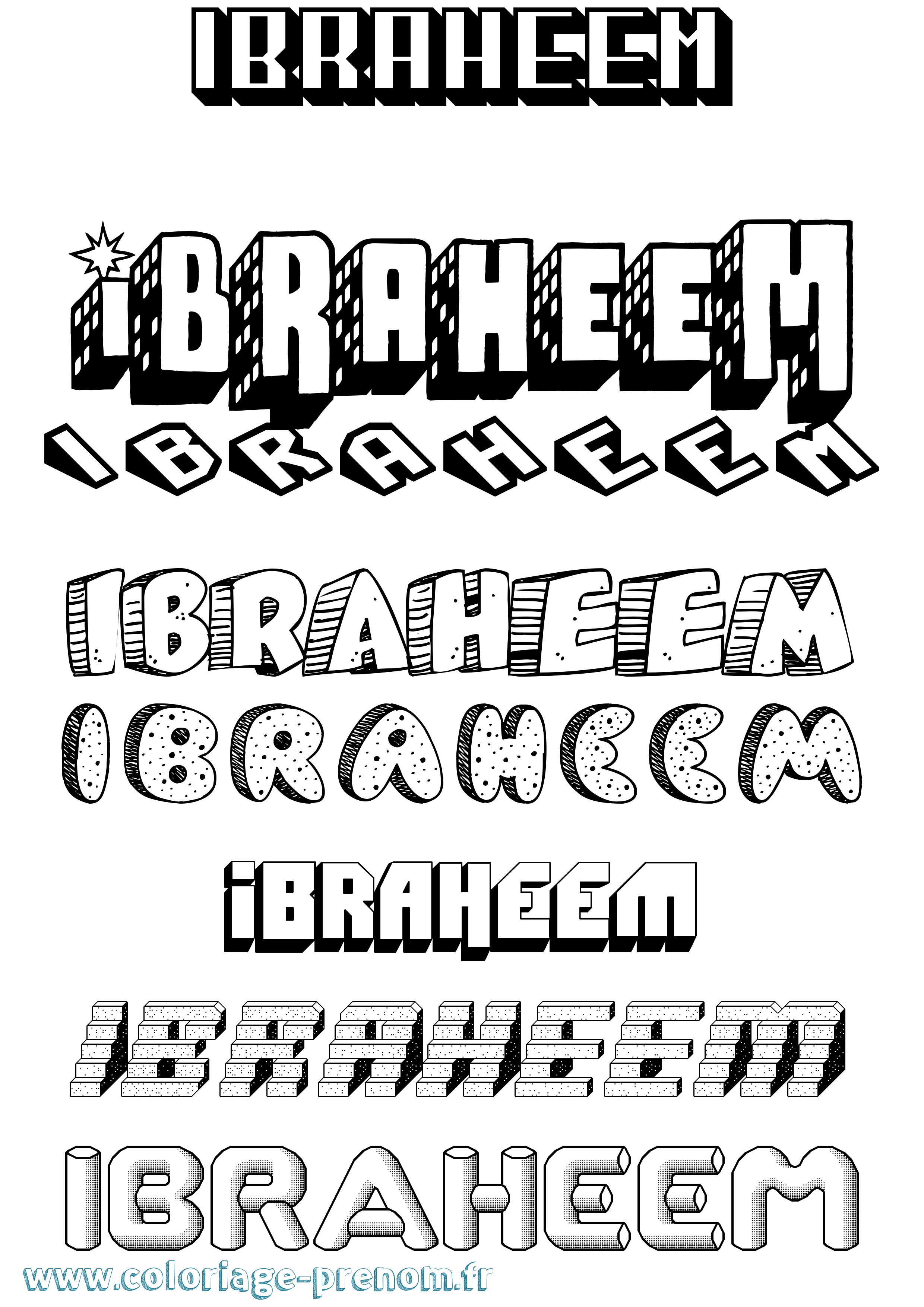 Coloriage Ibraheem Effet 3D Coloriage prénom Ibraheem Effet 3D