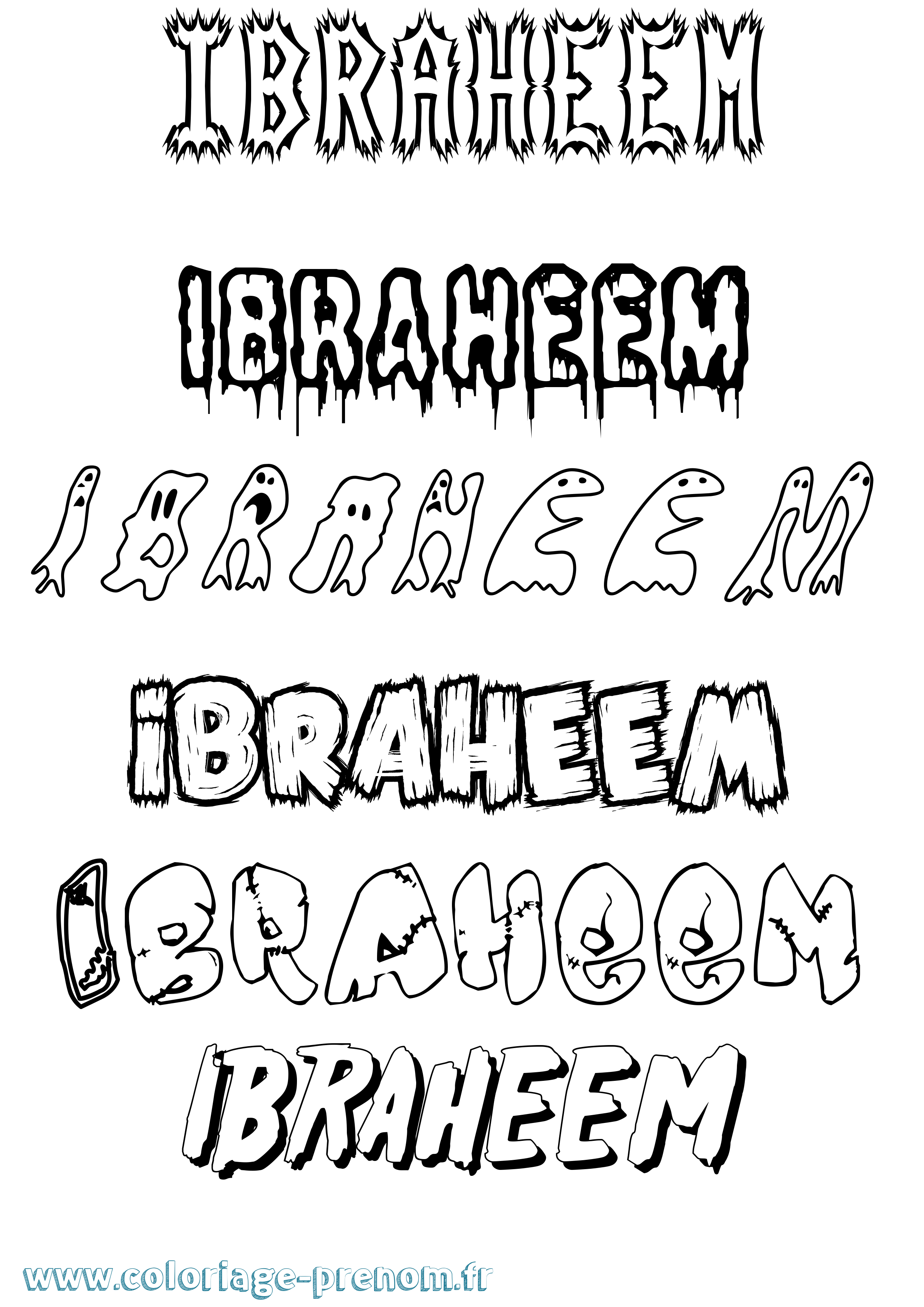Coloriage Ibraheem Frisson Coloriage prénom Ibraheem Frisson