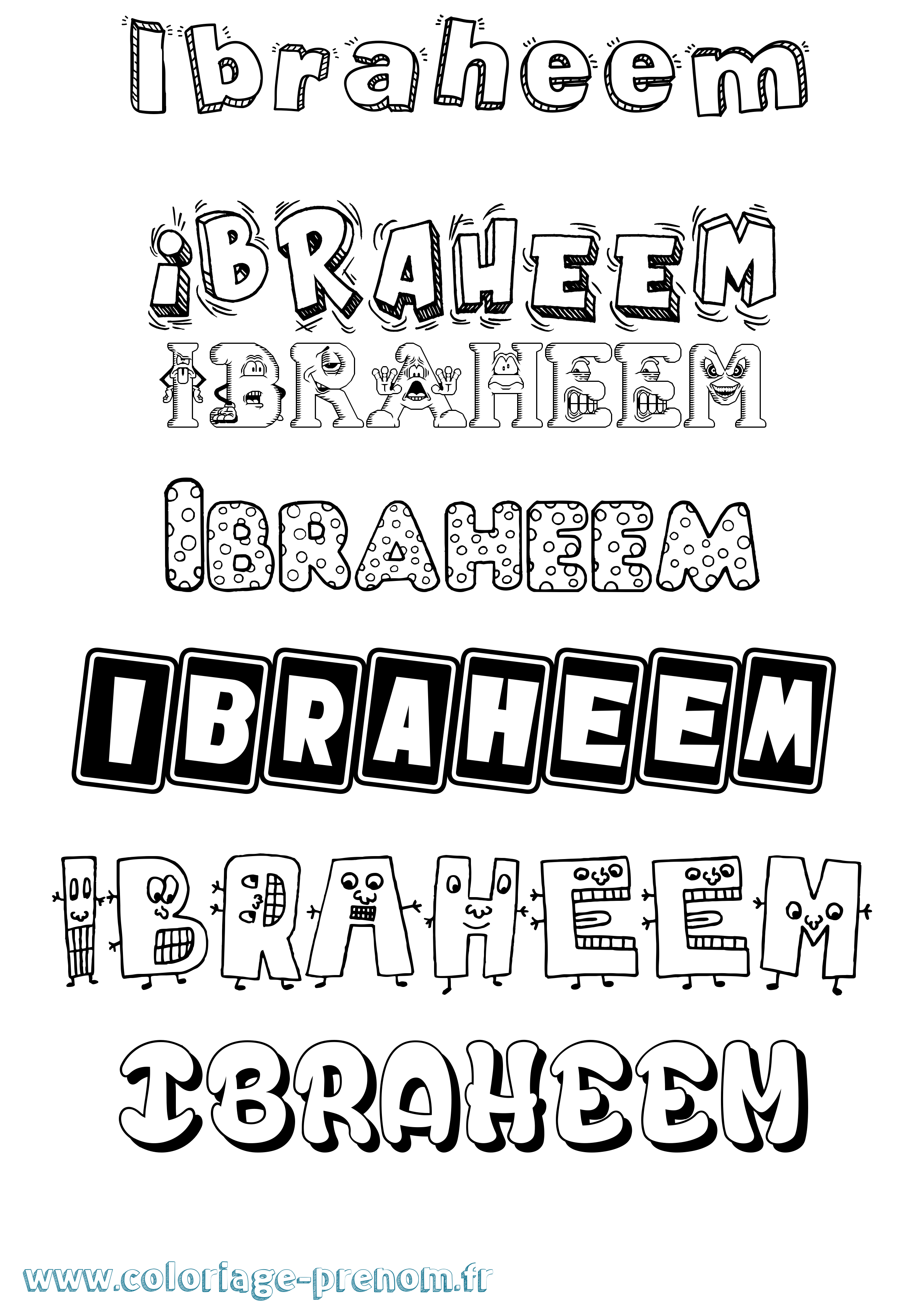 Coloriage Ibraheem Fun Coloriage prénom Ibraheem Fun