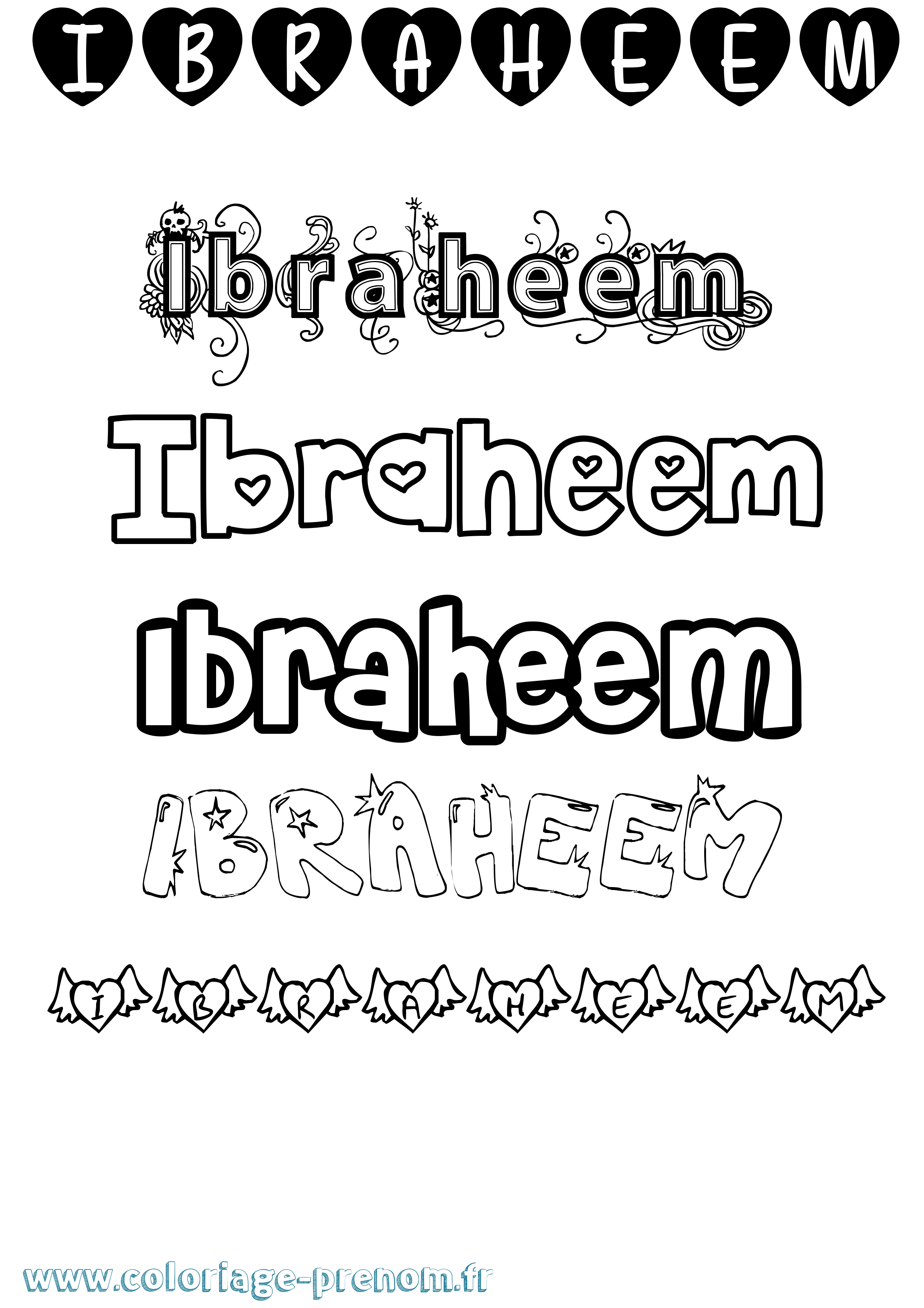 Coloriage Ibraheem Girly Coloriage prénom Ibraheem Girly